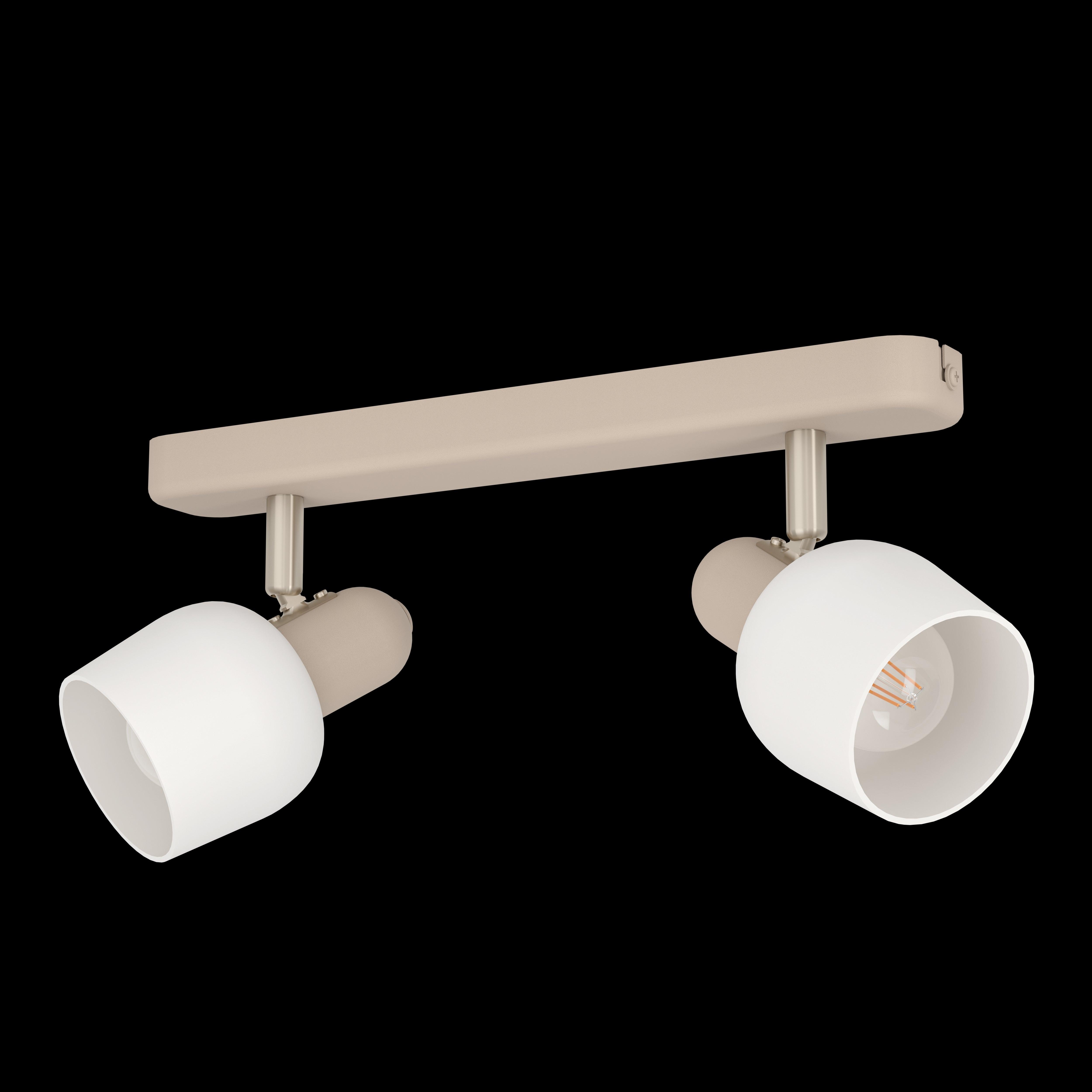 Eglo Corato 2-Light Bar Spotlight in Sand & White Glass - Modern Ceiling Lighting for Kitchen, Bathroom, and Hallway