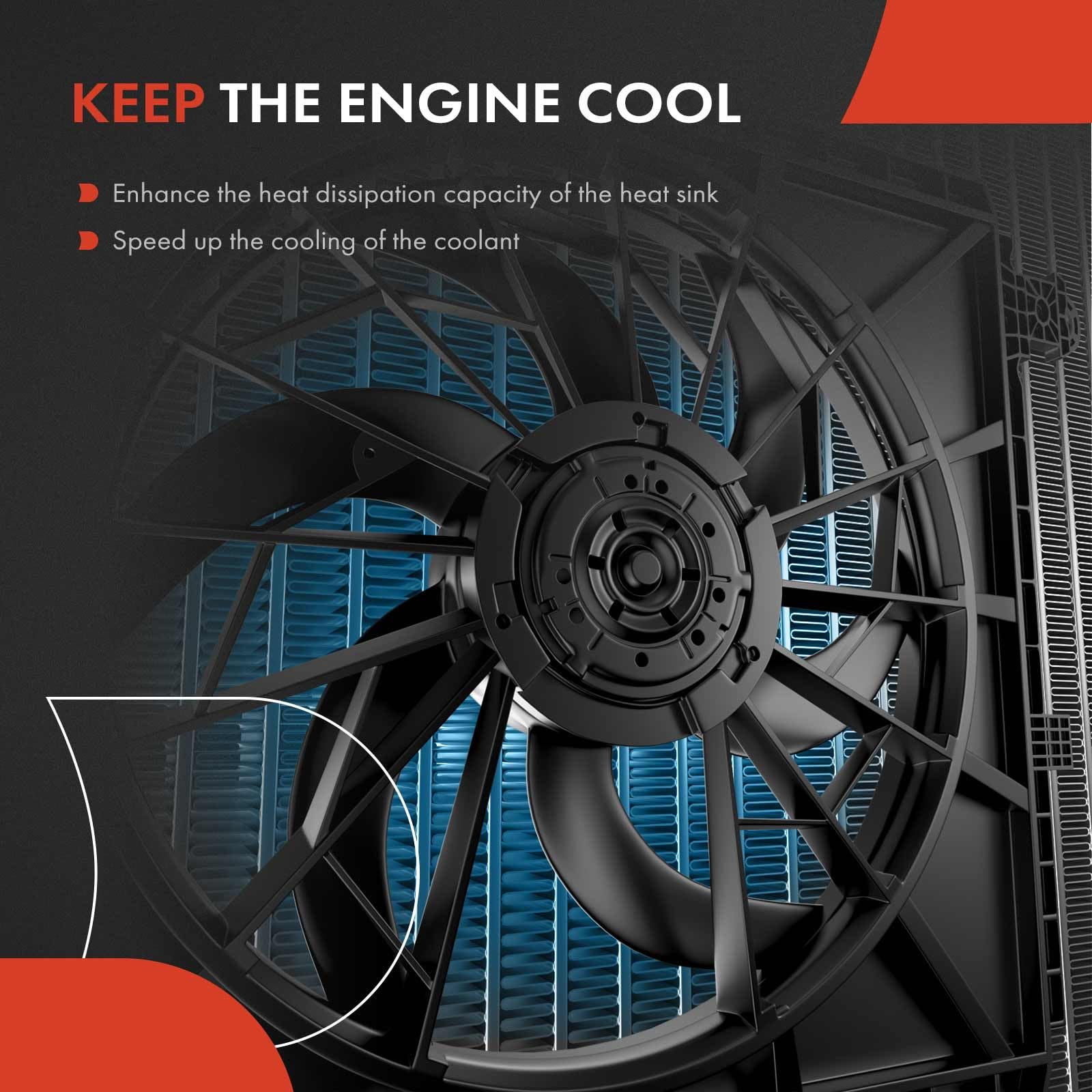 A-Premium Engine Radiator Cooling Fan Assembly Compatible with Hyundai Kona 2018-2021 2.0L - Replacement for OEM# 25380J9200 - Perfect for Engine Overheating Prevention & Summer Driving