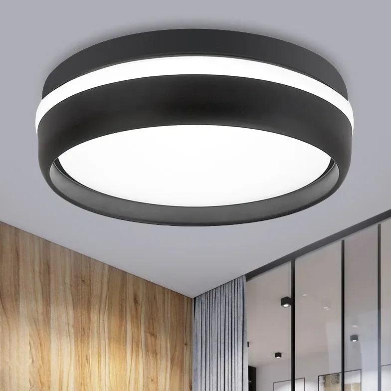 Modern Round Dual Tone Ceiling Light Fixture - Matte Black & Brushed Gold Finish - Perfect for Hallway, Entryway, Foyer, and Staircase Lighting