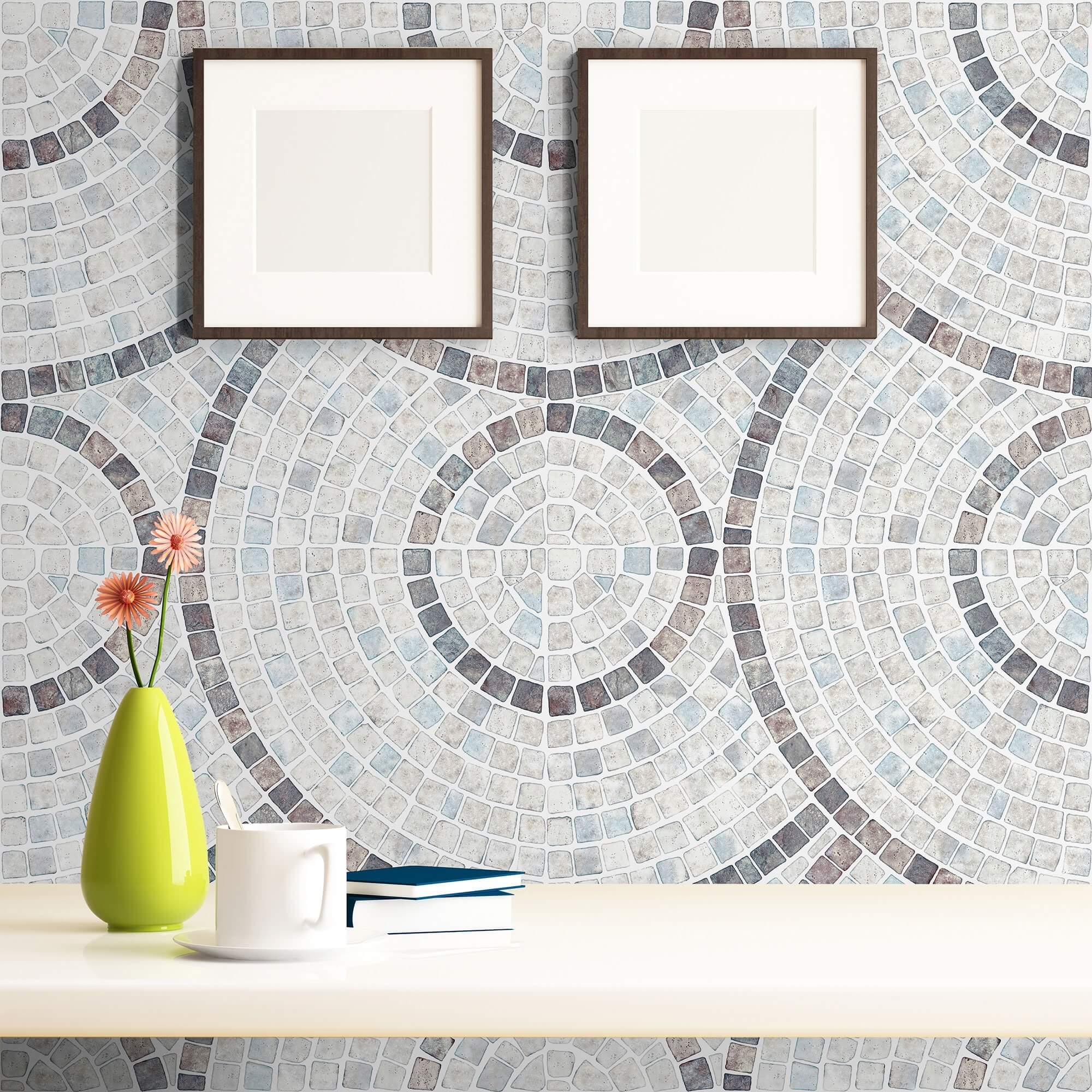 Grey Mosaic Tile Adhesive Peel and Stick Removable Wallpaper - Self-Adhesive Backsplash for Kitchen, Bathroom & Home Decor (Style 0374)