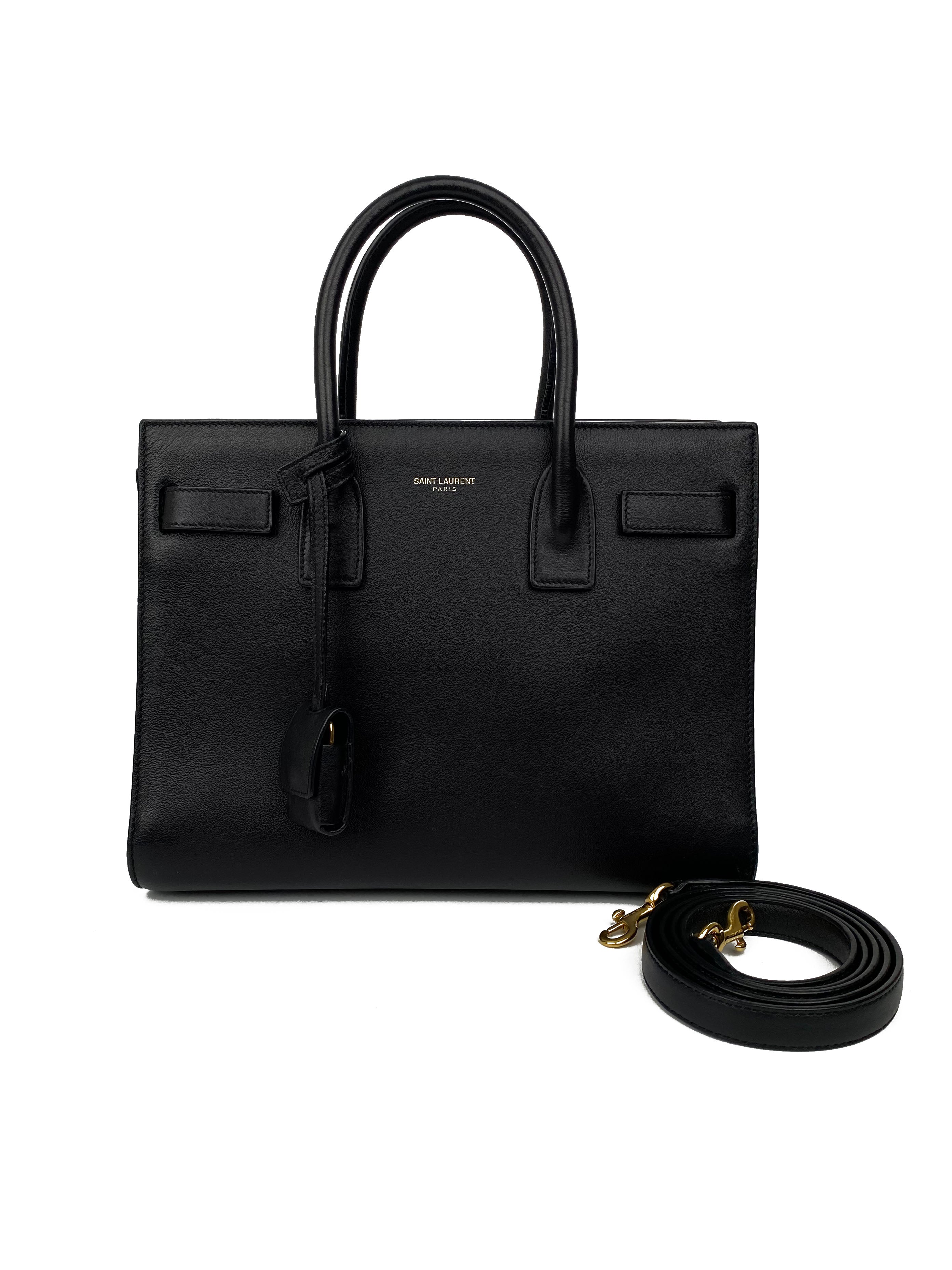 Saint Laurent Small Black Sac De Jour Tote Bag - Luxury Leather Handbag for Women | Perfect for Work, Travel & Everyday Use