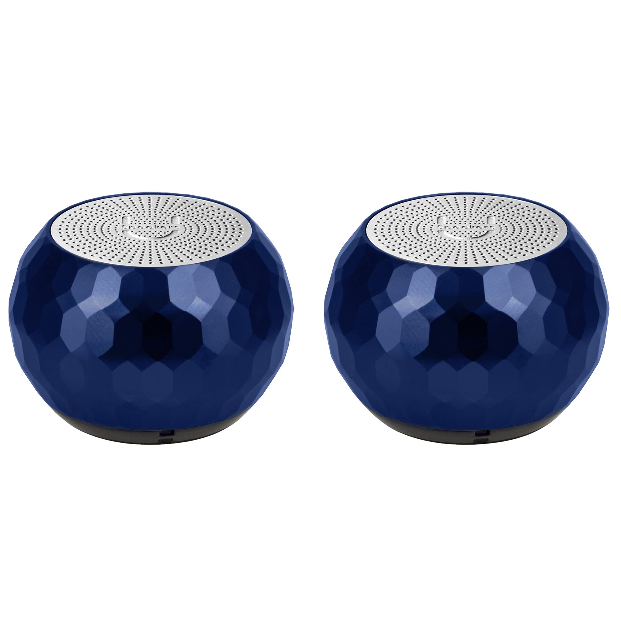 Mini Bluetooth Computer Speaker 2-Pack with Built-in Mic & Selfie Remote - Wireless Portable Speakers for Workspace, Desktop, Laptop, Mobile, Tablet, PC - Glam Midnight Blue - Perfect for Home Office, Video Calls & Music Streaming