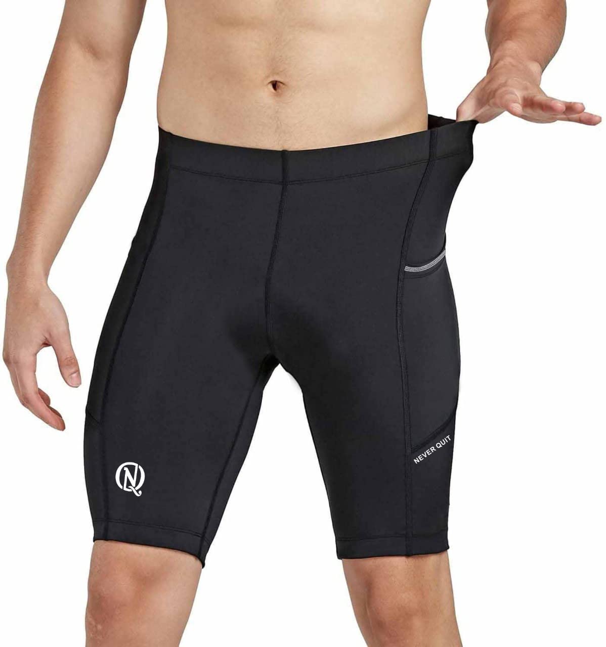 NEVER QUIT Unisex Compression Shorts for Cycling, Gym & Running - Athletic Wear
