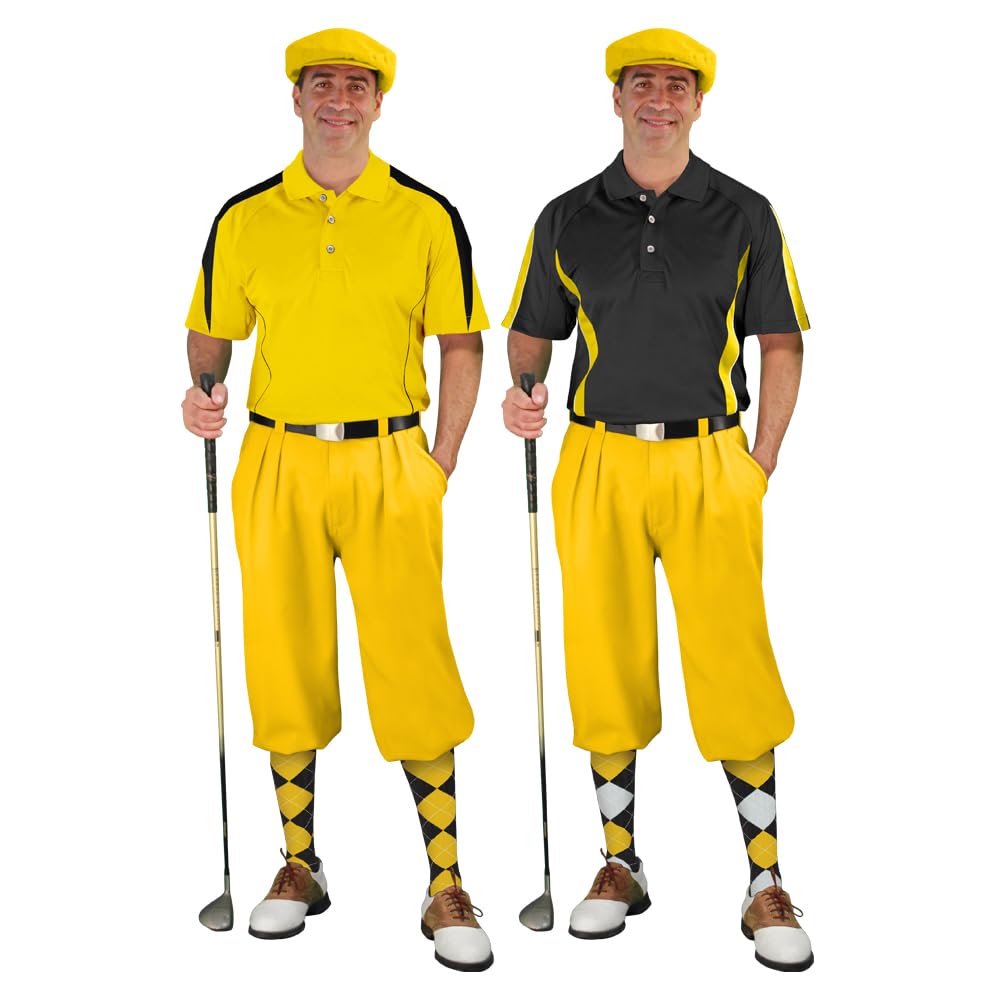 Impact Golf Outfits for Men - Stylish Yellow Golf Shirts & Pants - Perfect for Golf Tournaments & Casual Weekend Wear