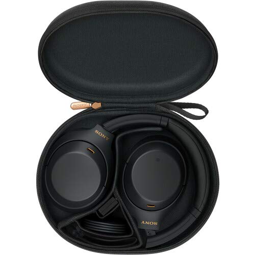 Sony WH-1000XM4 Wireless Noise Cancelling Over-Ear Headphones with Hi-Res Audio - Black (WH1000XM4/B) Bundle Includes Wall Charger & USB-C Cable - Perfect for Travel, Work & Music Lovers