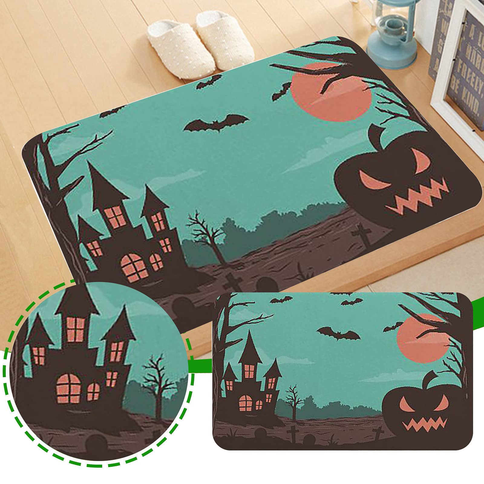 FlekmanArt Halloween Doormat - 15.7 x 23.6 Inch Non-Slip Welcome Rug for Indoor/Outdoor Use - Spooky Home Decor for Front Door, Porch & Patio During Fall Season