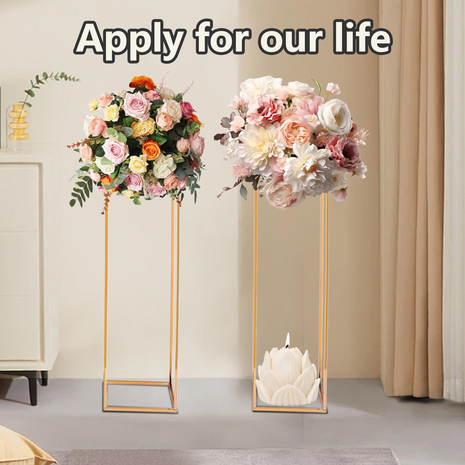 2 Pcs Gold Flower Stand - 31.5 Inch Tall Table Centerpiece for Weddings, Parties & Home Decor - Elegant Floral Display for Dining Tables, Events & Gift Presentations