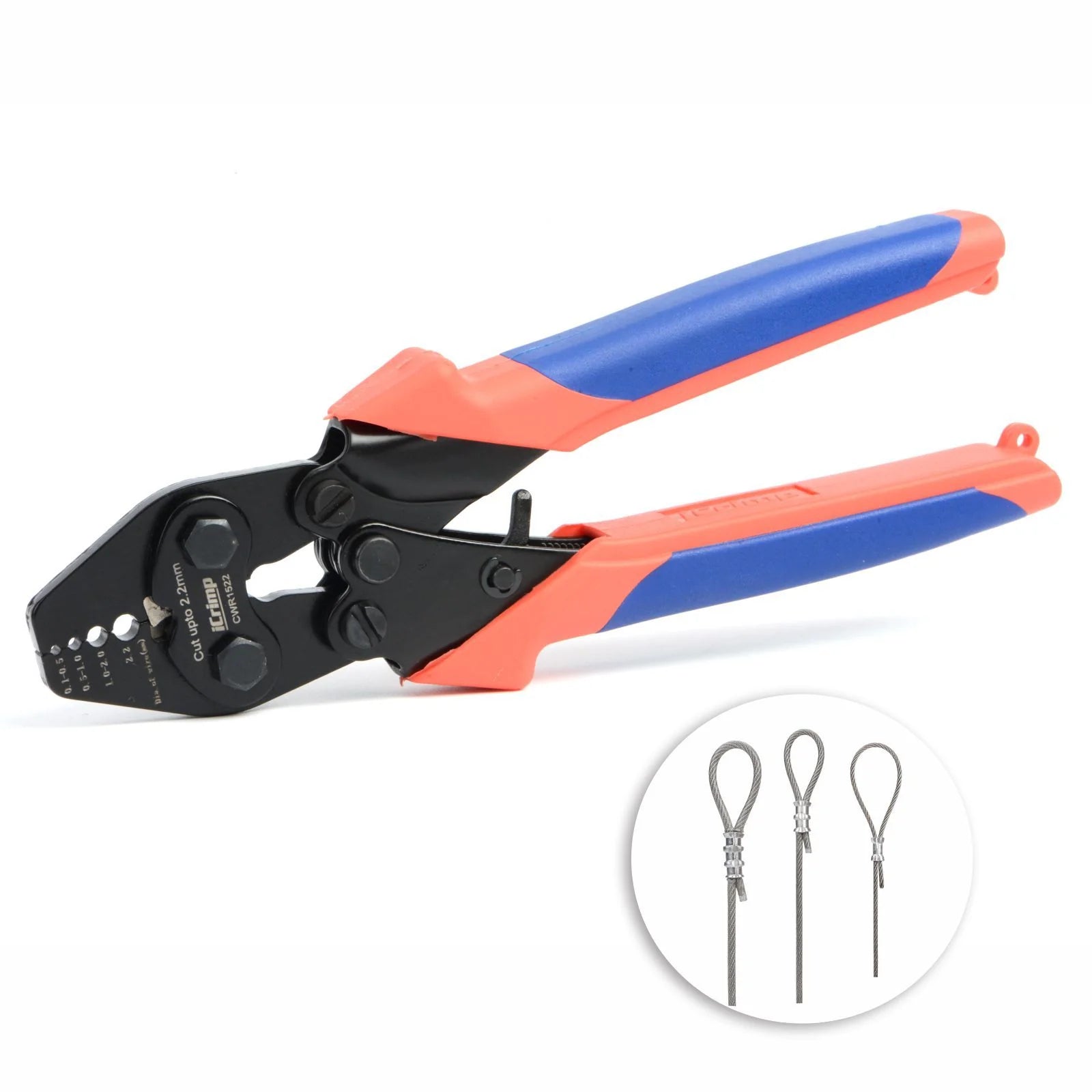 Wire Rope Crimping Tool with Cutting Function for 0.1-2.2mm Aluminum Oval Sleeves & Alloy Double Sleeves - Perfect for DIY, Jewelry Making, and Marine Applications
