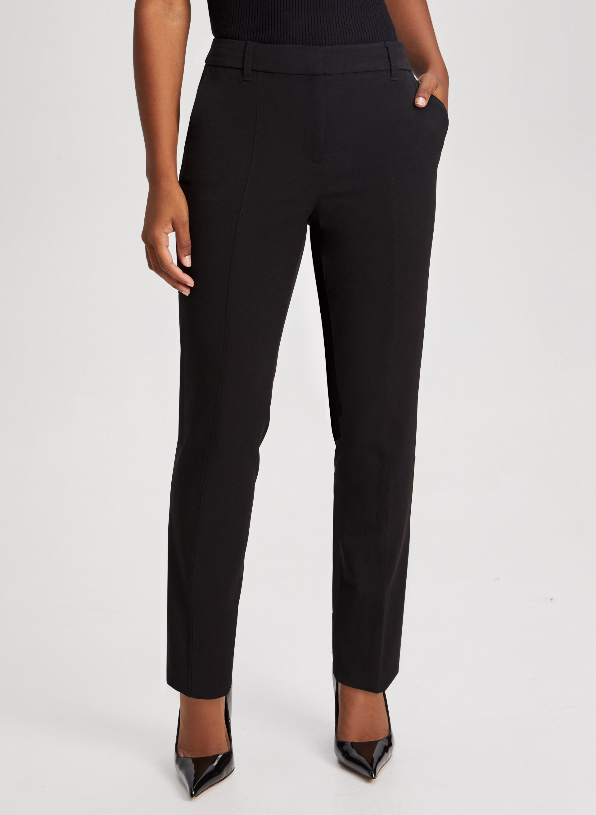 City Fit Straight Leg Pants for Women - High Waisted Office Trousers, Comfortable Work Pants for Business Casual & Professional Wear