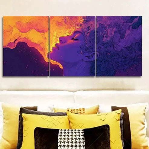 3-Piece Purple Abstract Wall Art Set - Framed Canvas Paintings 60x90cm | High Quality Prints | Ready to Hang | Modern Home & Office Decor | Australian Made