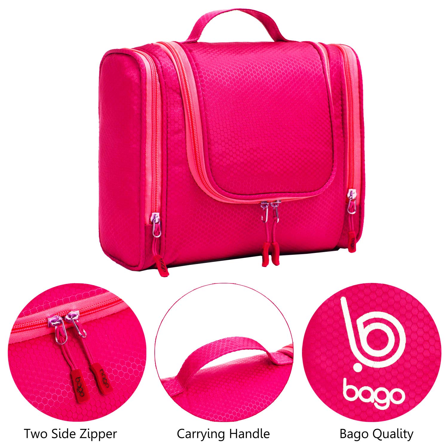 Waterproof Hanging Travel Toiletry Bag for Women & Men - Large Cosmetic Organizer with Multiple Pockets - Perfect for Bathroom, Camping & Airplane Travel (Pink)