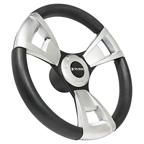 Premium Italian-Made Model 13 Brushed Aluminum & Black Steering Wheel for Golf Carts - Direct Fit No Hub Adapter Needed - Perfect for Golf Cart Upgrades & Customization