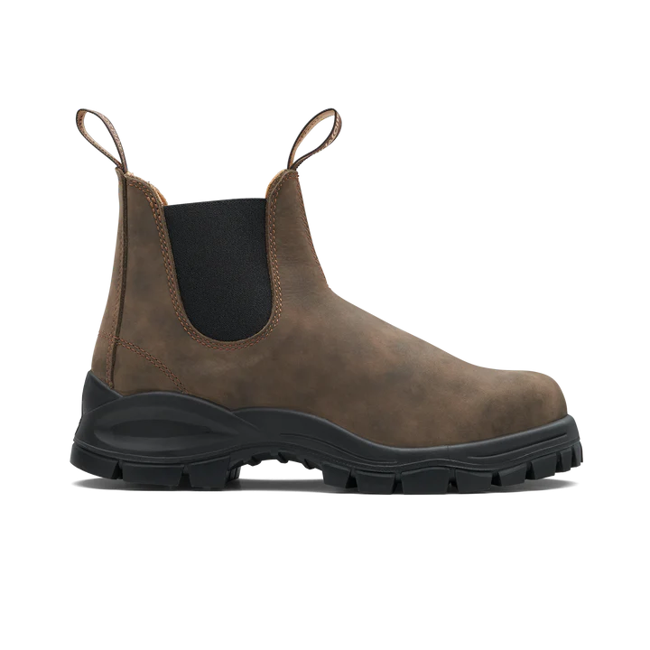 Blundstone 2239 Rustic Brown Leather Chelsea Boots with Lug Sole - Comfortable & Durable for Outdoor Work, Hiking & Casual Wear