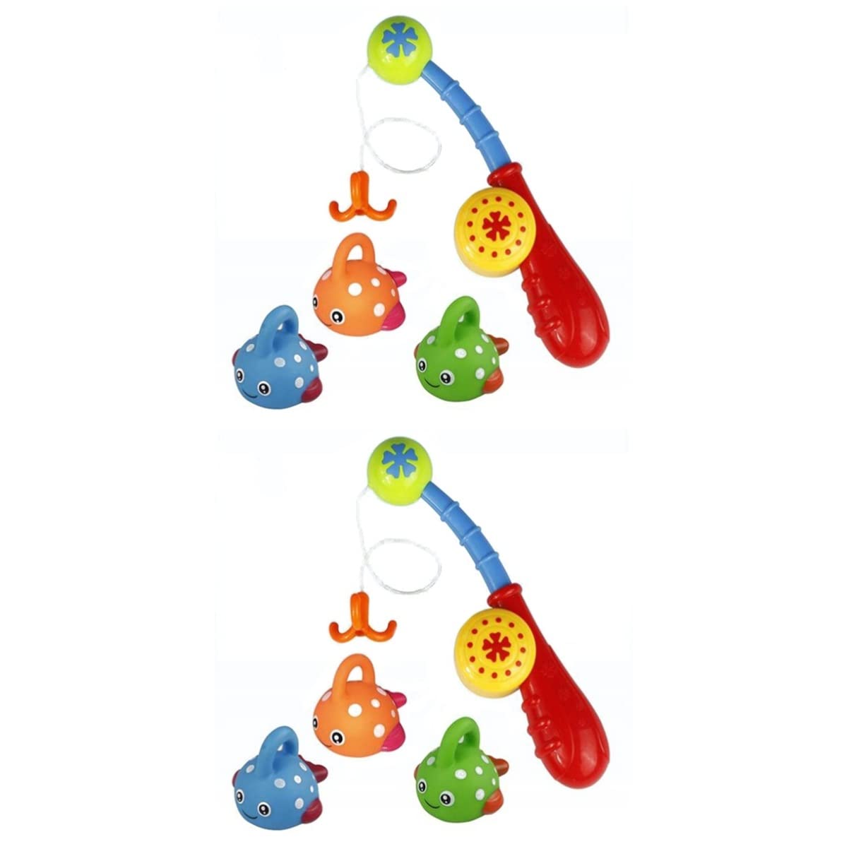 TOYANDONA 2 Pack Fishing Bath Toys Set with Fishing Rod & Rubber Fish - Fun Educational Water Play for Toddlers & Kids - Perfect for Bathtime, Pool Parties & Outdoor Activities