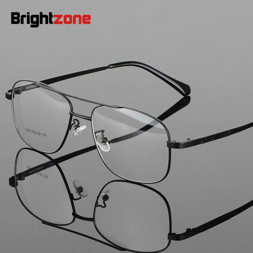 Brightzone Men's Full Rim Square Double Bridge Alloy Eyeglasses 71483 - Stylish & Durable Metal Frame Glasses for Men, Perfect for Work, Reading & Everyday Use