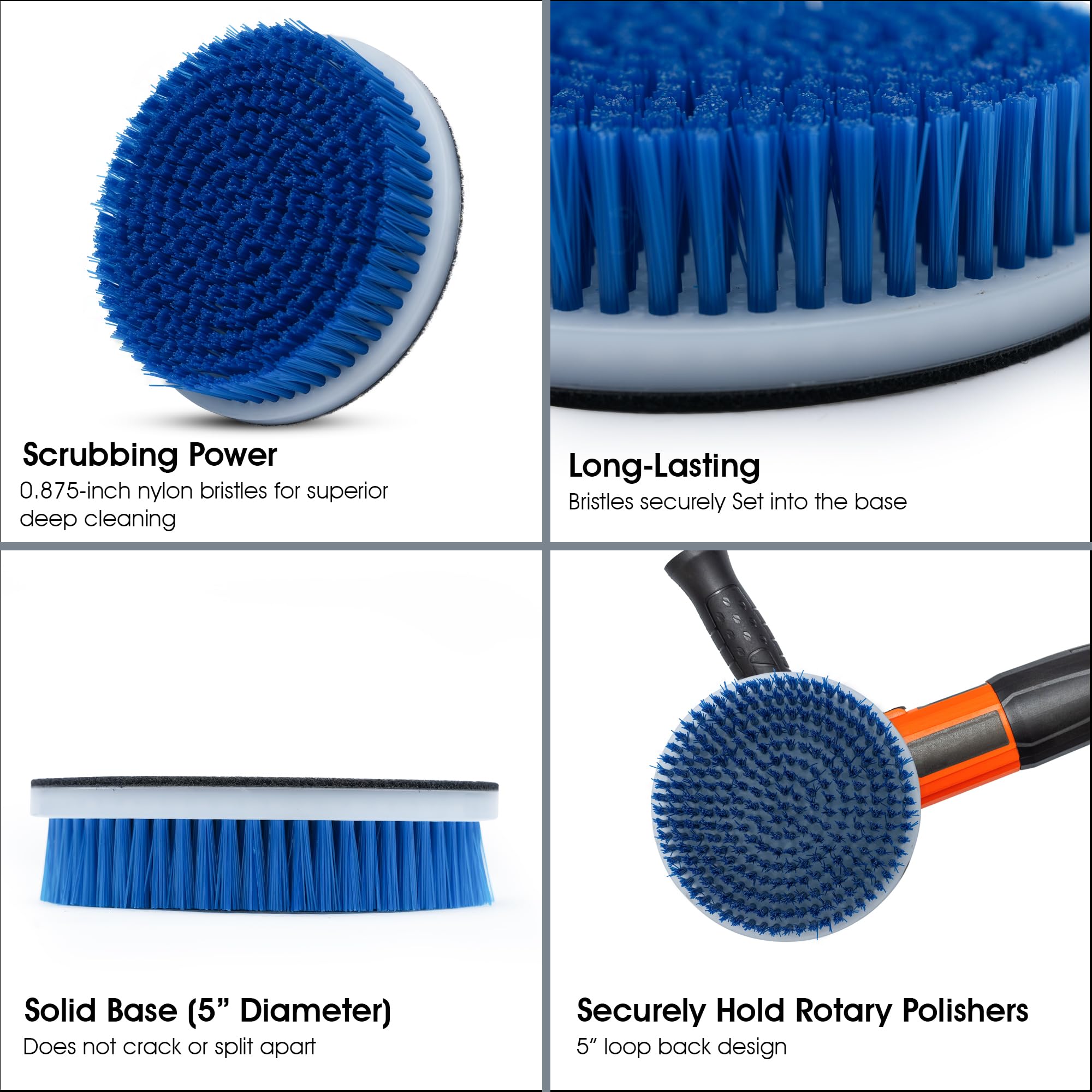 Nanoskin 5-Inch Rotary Brush - Durable Nylon Bristles for Car Detailing & Home Cleaning