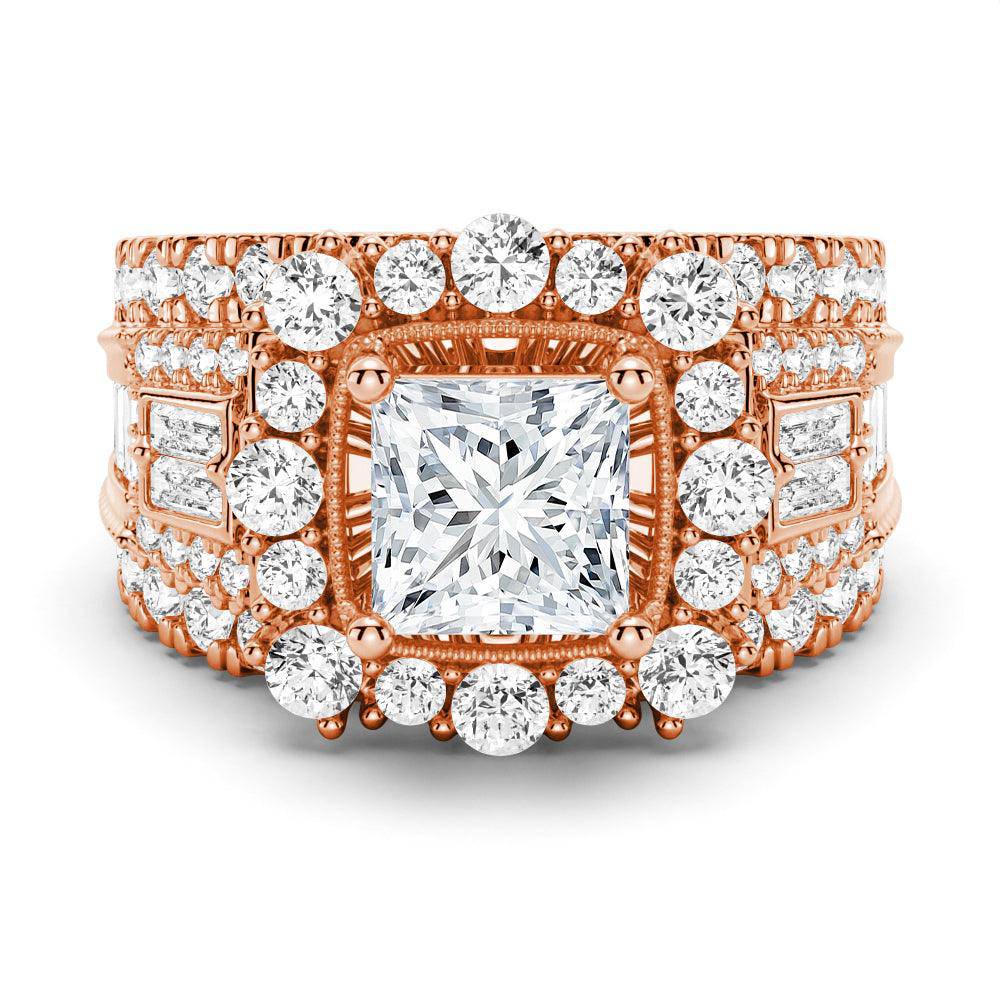 Princess Cut Moissanite Vintage Engagement Ring with Multi-Stone Setting - Perfect for Wedding Proposals, Anniversaries & Special Occasions