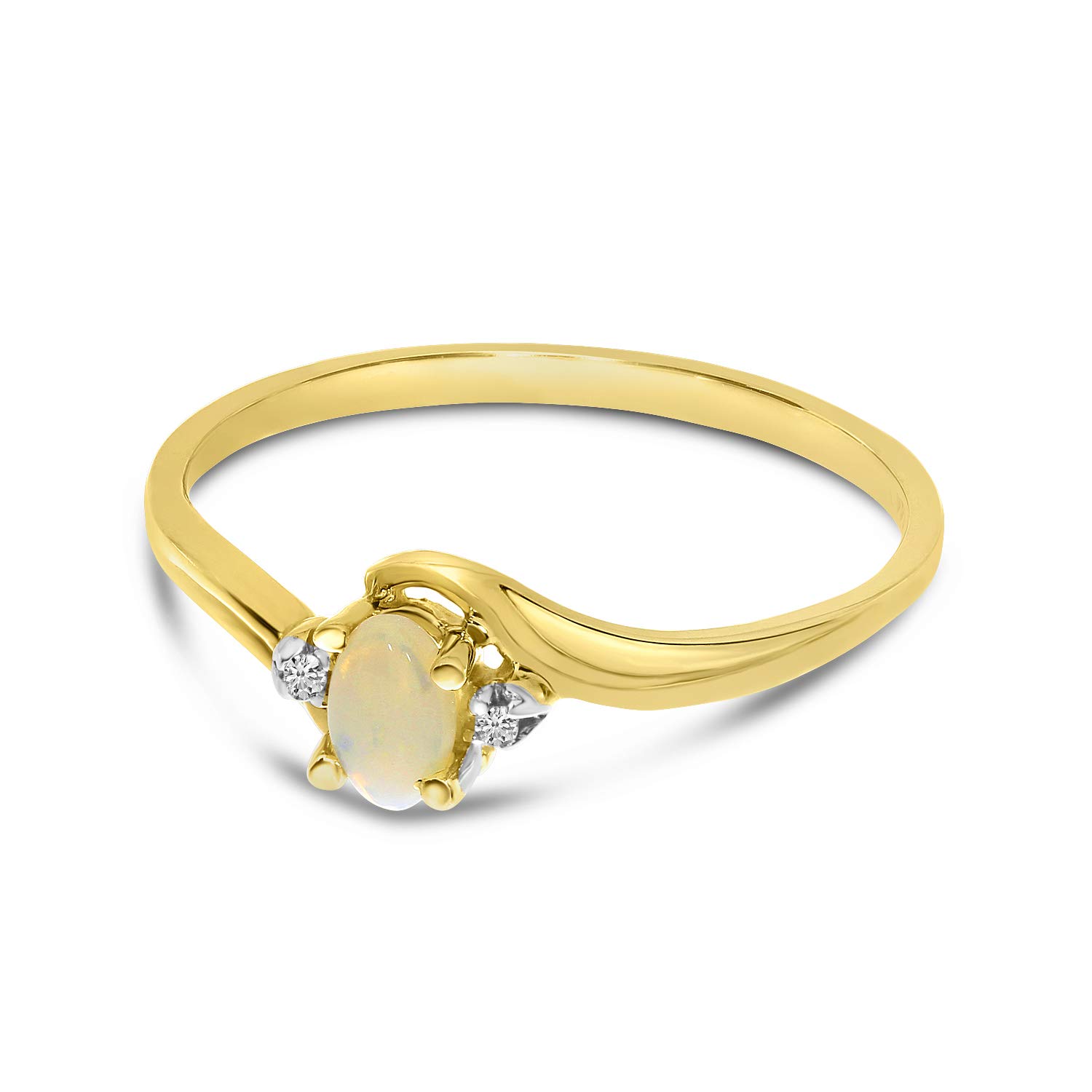 14K Yellow Gold Opal and Diamond Ring for Women – Elegant Jewelry Gift for Wedding, Anniversary & Special Occasions