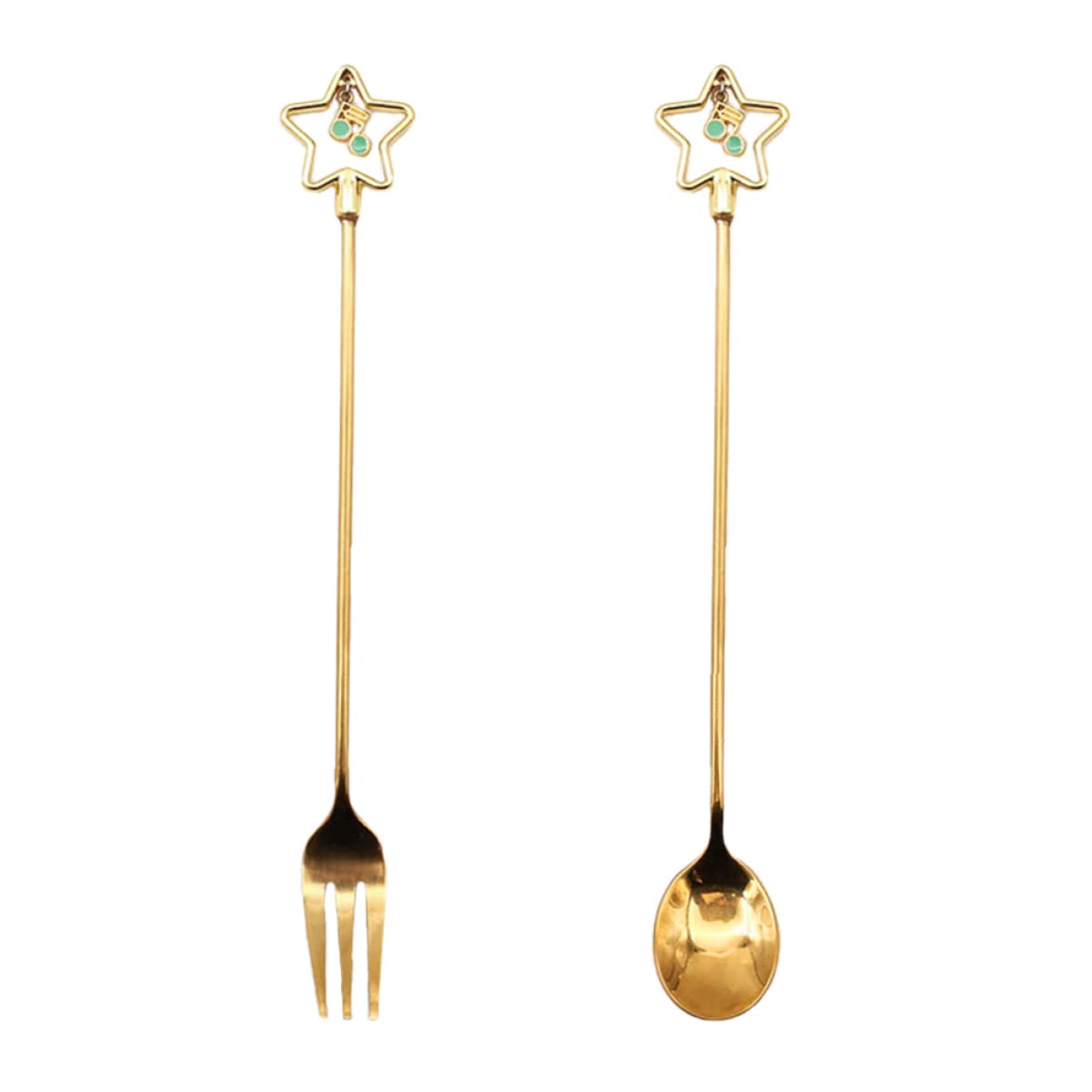 ABOOFAN 2-Piece Stainless Steel Ice Cream Spoon and Fruit Fork Set - Durable Espresso Flatware for Desserts, Coffee, and Cocktails - Perfect for Parties, Picnics, and Home Use