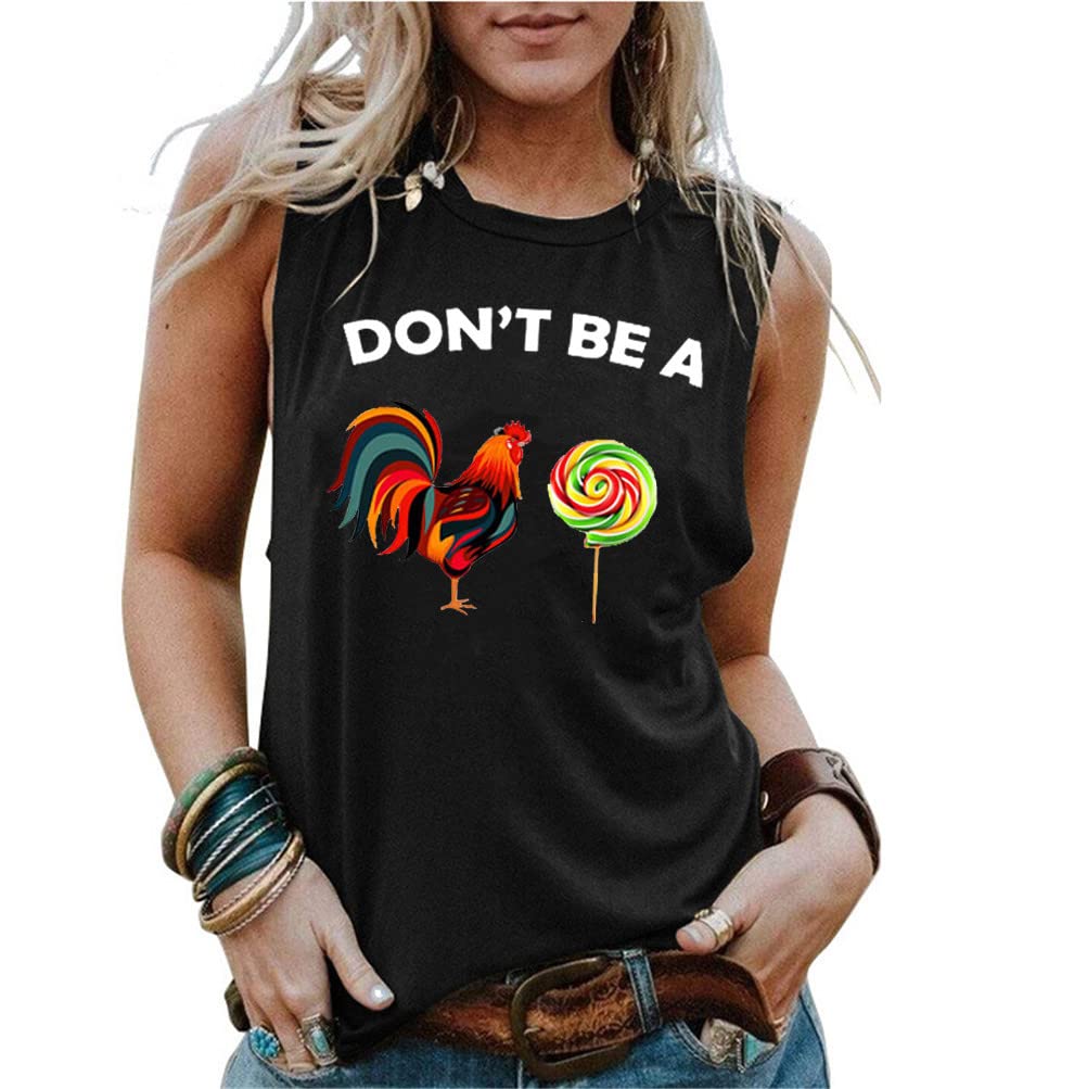 FORHVIPS Funny 'Don't Be A Chicken' Graphic Sleeveless Tank Top - Letter Printed Summer Vest Shirt for Men & Women - Perfect for Casual Wear, Parties, and Outdoor Activities
