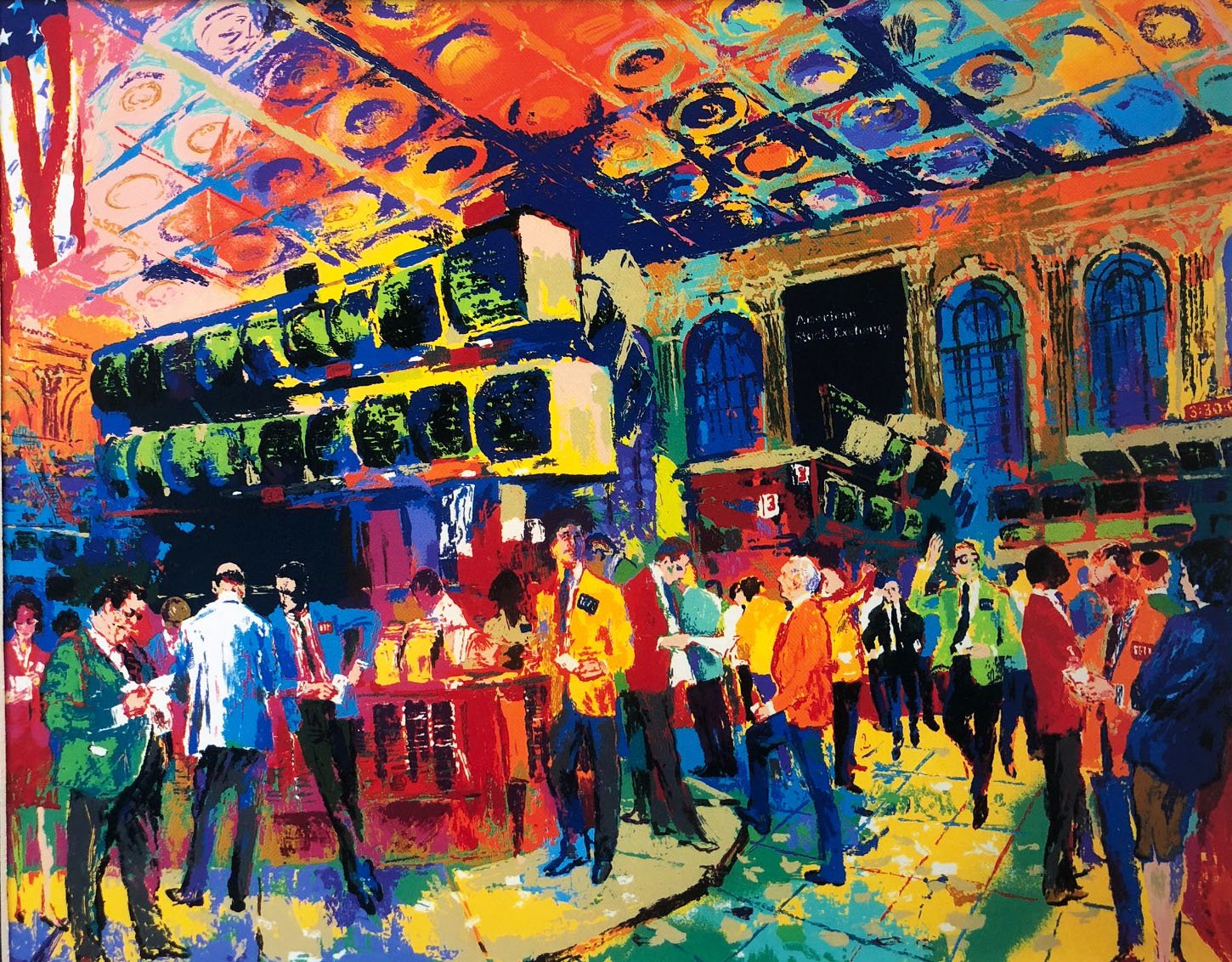 Leroy Neiman 'The American Stock Exchange' Custom Framed Art Print - Premium Wall Decor for Home, Office & Business Spaces