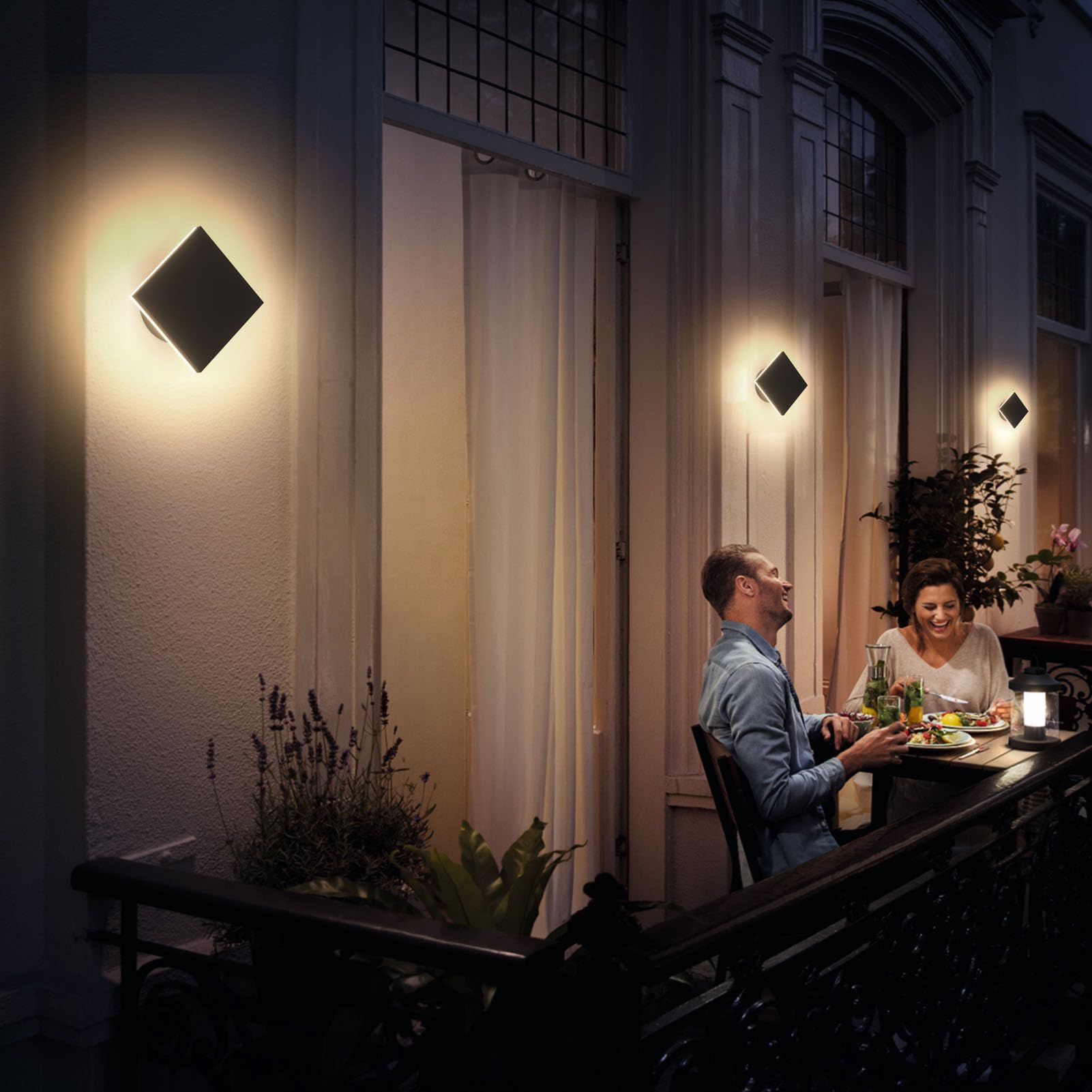 2 Pack Modern LED Wall Sconce Lights - Indoor/Outdoor Black Aluminum Square Porch Lighting for Home, Garden, Patio, Entryway & Hallway - Energy Efficient Waterproof Exterior & Interior Wall Lights