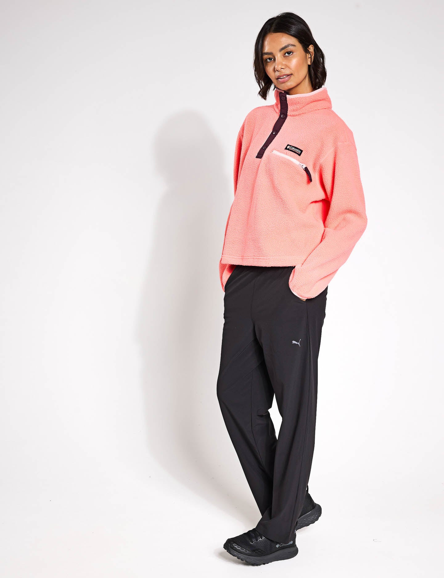 Helvetia II Cropped Sherpa Half Snap Fleece Jacket - Warm Alpenglow Color - Perfect for Hiking, Camping & Winter Outdoor Activities