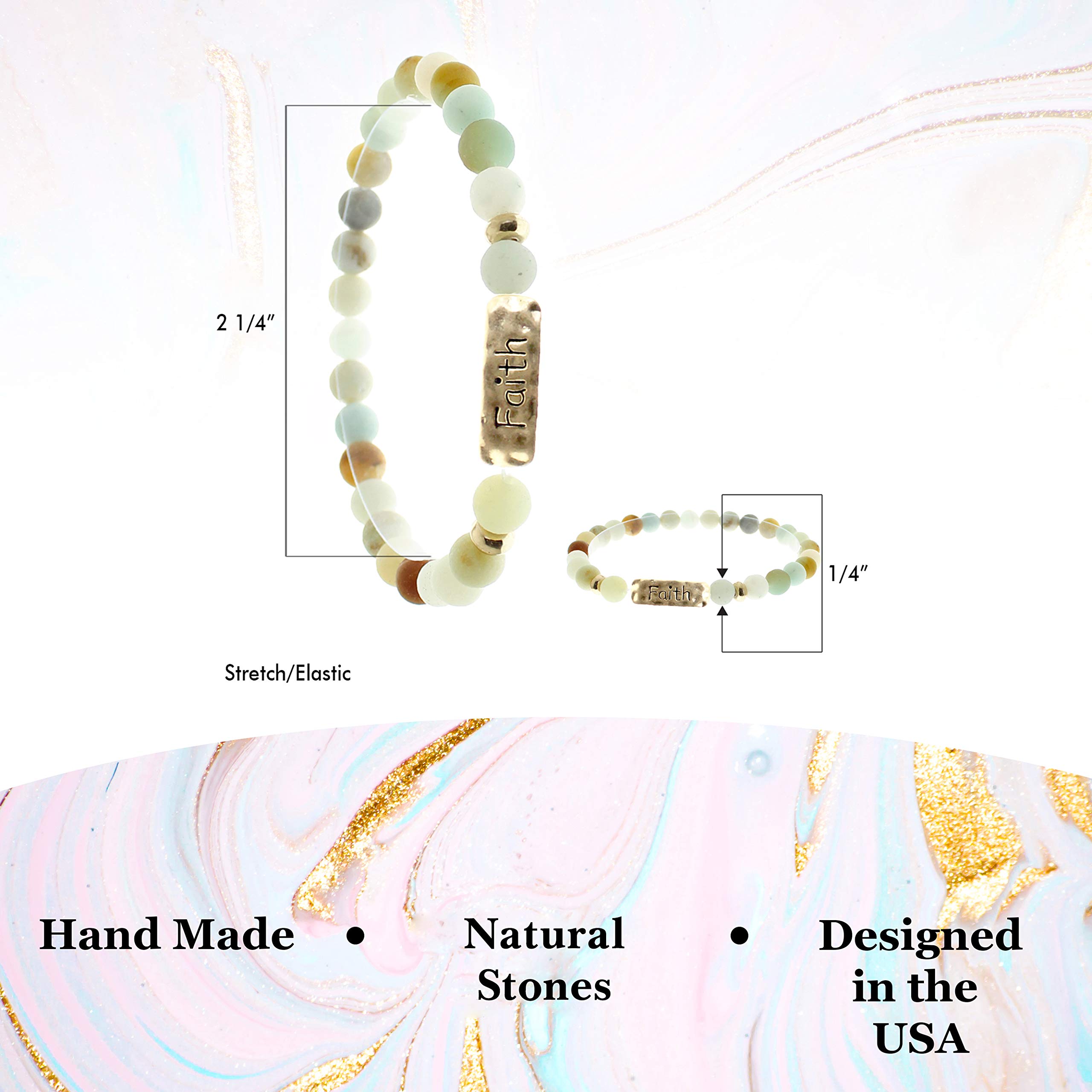 NTLX Inspirational Bracelets for Women - Faith Bracelet with Natural Stones, Stretch Message Bracelet in Gift Box - Perfect Motivational Gift for Her, Birthday, Christmas, or Daily Encouragement