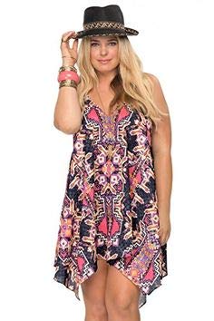 Becca Etc by Rebecca Virtue Women's Plus Size Tank Dress Swim Cover Up - Flowy Beach Dress with Pockets, Multi 0X - Perfect for Poolside, Vacation & Summer Outfits