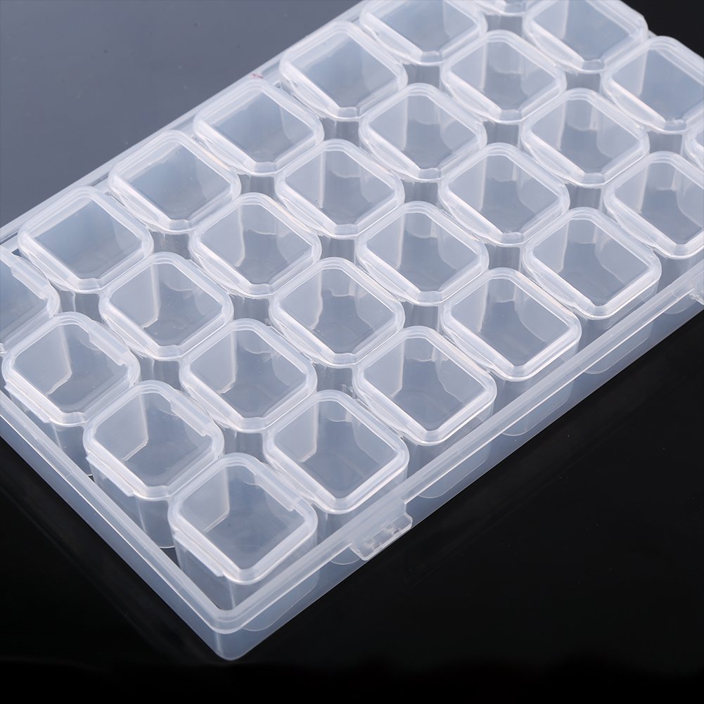 Fdit 28-Slot Transparent Plastic Storage Box - Organize Medicine Capsules, Vitamins, Tablets, Jewelry & Small Parts | Perfect for Home, Office, Travel & Craft Organization