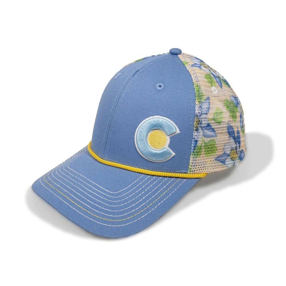 YoColorado Columbine Trucker Hat - Adjustable Snapback Cap for Outdoor Enthusiasts - Perfect for Hiking, Camping, and Casual Wear