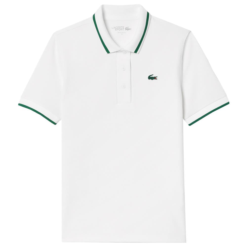 Lacoste Women's Contrast Pique Polo Shirt - Classic White & Green Cotton Tennis Top for Casual & Sporty Outfits