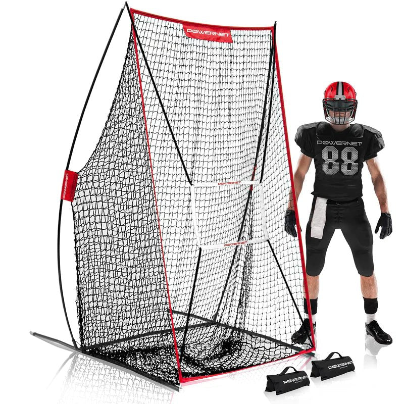PowerNet Sideline Trainer 7x4 FT Football Kicking Net - Portable Soccer Training Net for Field Goal Practice, Perfect for Backyard, Training Drills & Game Day Warmups