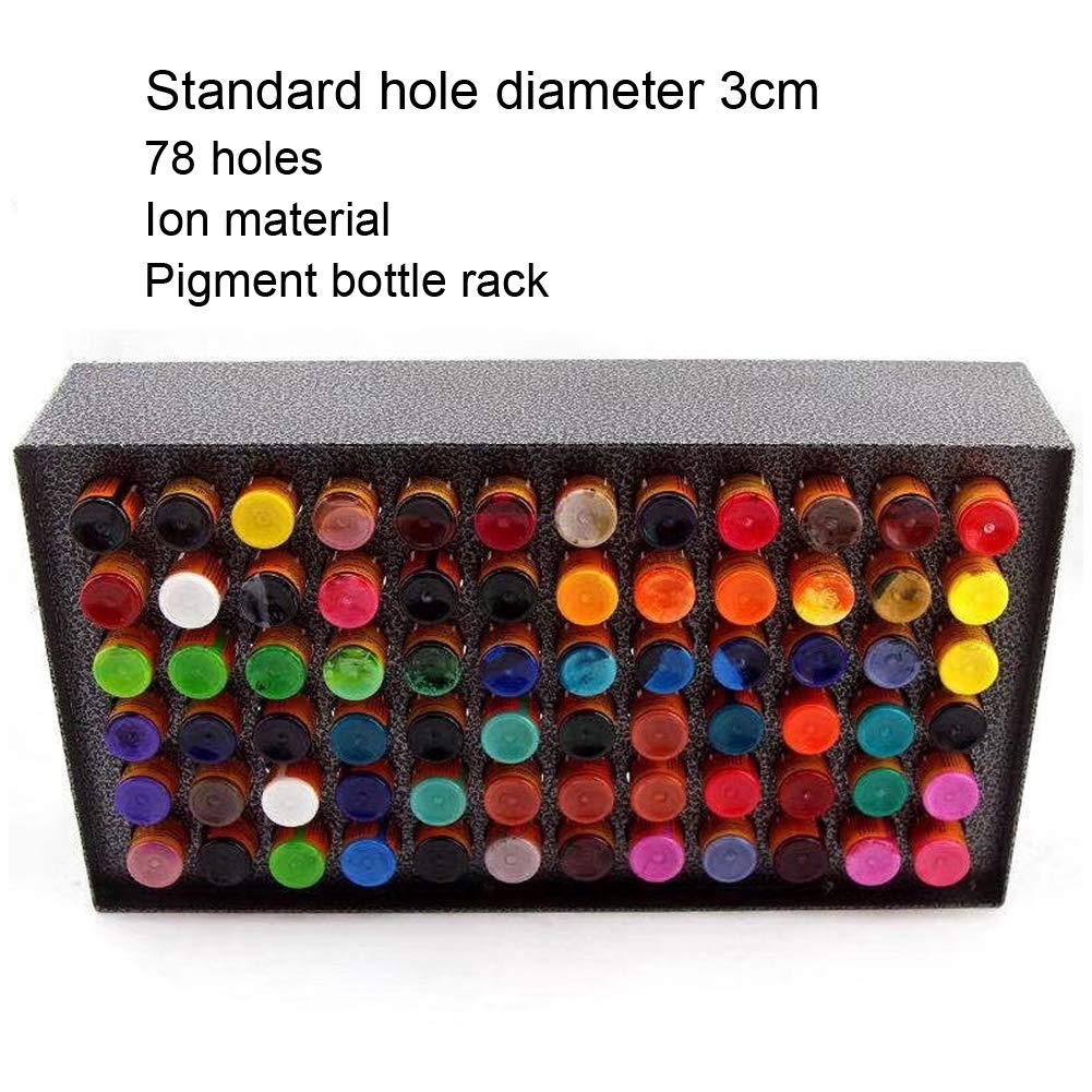 78-Hole Iron Pigment Rack - Ink Display Holder for Black Baking Varnish & Color Inks - Compact Shelf Organizer for Art Supplies - Perfect for Tattoo Studios, Nail Salons & DIY Craft Rooms