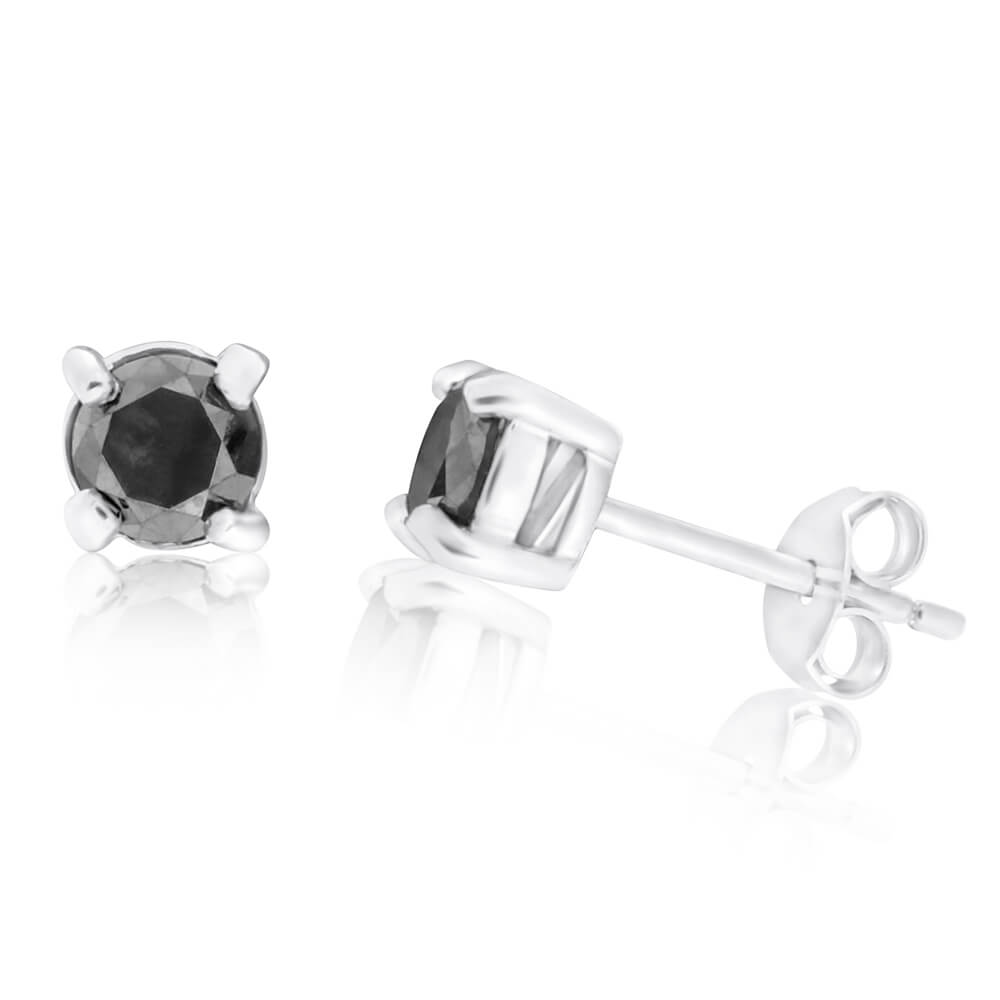 2 Carat Black Diamond Stud Earrings in Sterling Silver - Elegant Jewelry for Women, Perfect for Weddings, Parties & Special Occasions