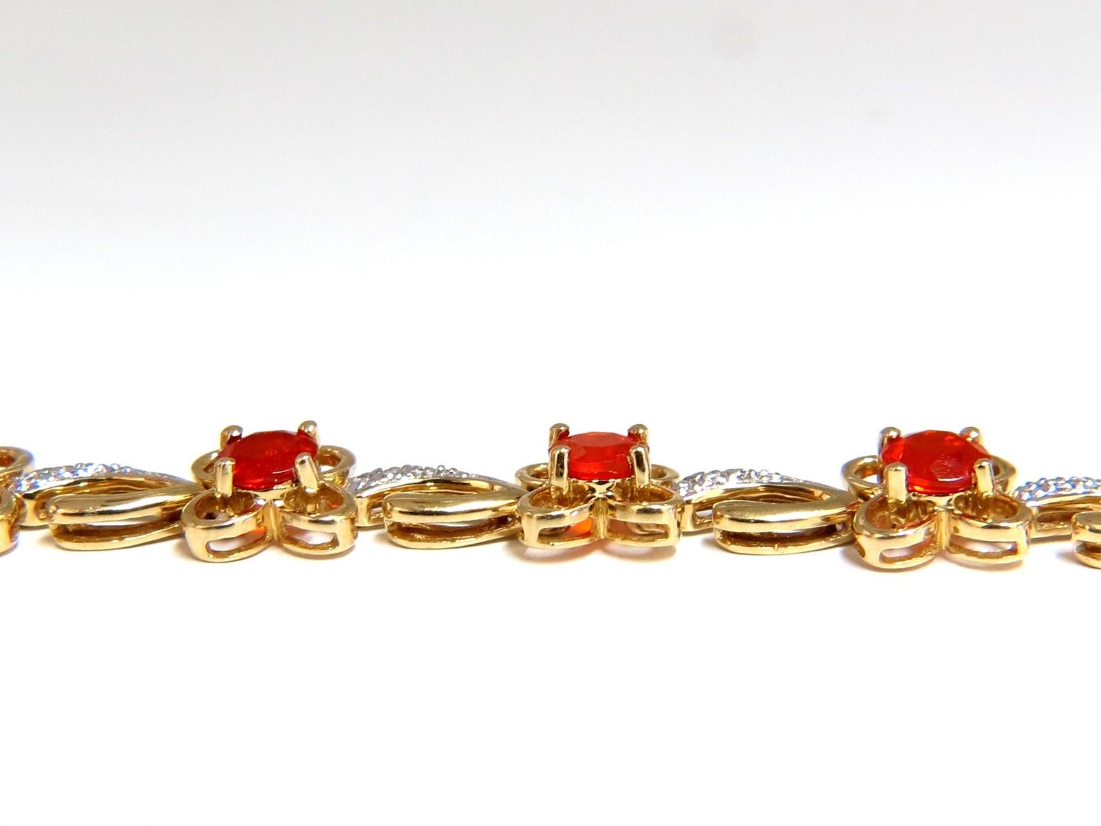 5.36ct Natural Mexican Opal Diamond Bracelet - 14K Gold Clover Design for Women, Elegant Jewelry Gift for Birthday, Anniversary & Special Occasions