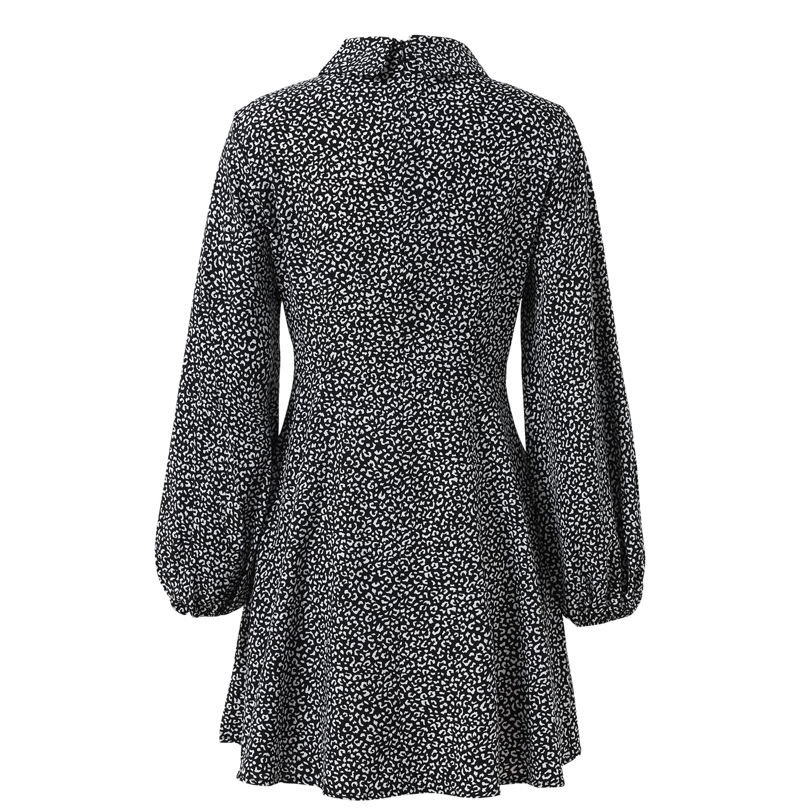 Vintage Women's Long Sleeve Waist Dress with Polka Dot Print and Lapel Collar - Perfect for Office Wear, Cocktail Parties & Retro Fashion Outfits