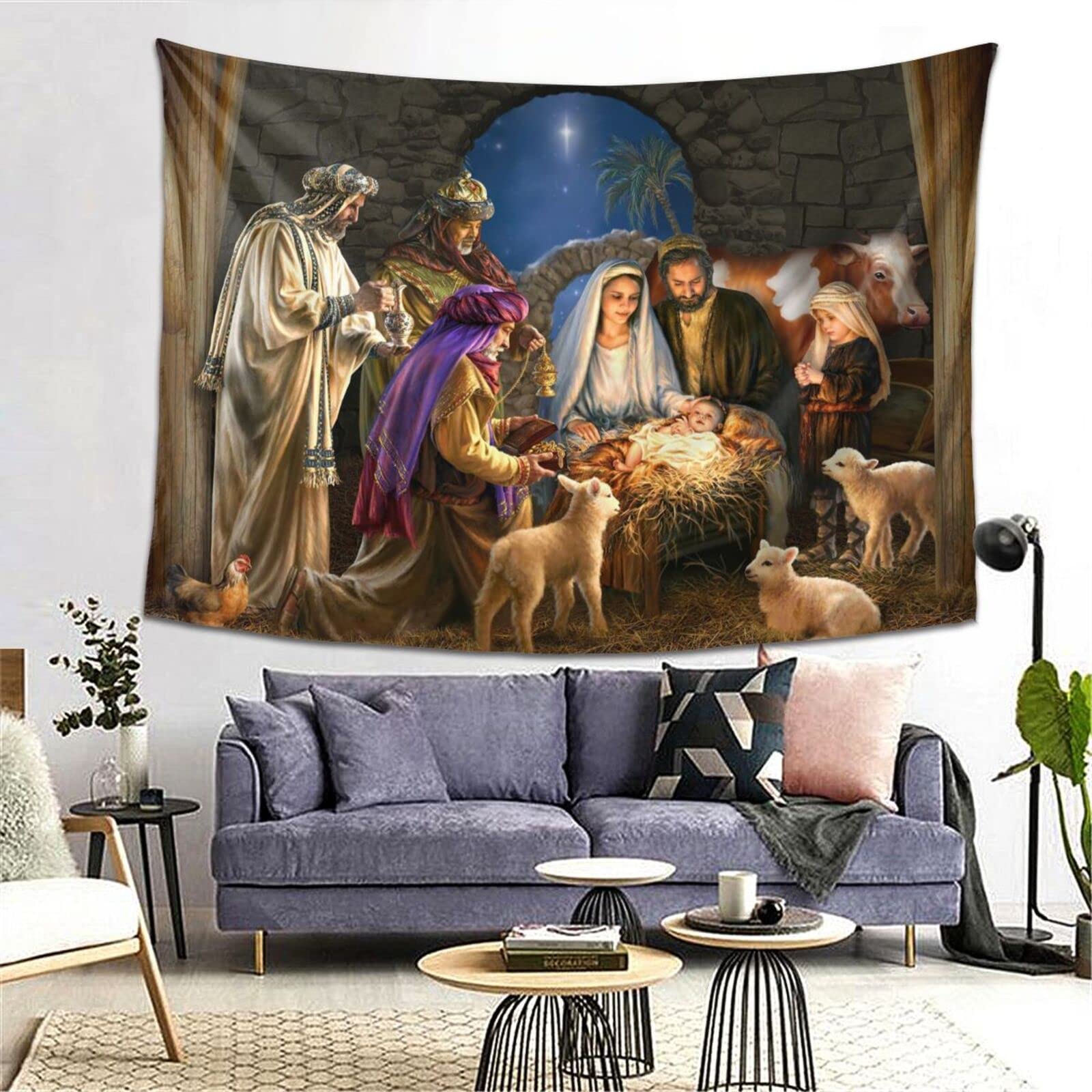 Fosgzif Christmas Nativity Tapestry Wall Hanging - Soft & Durable Wall Art for Bedroom, Living Room, Home Decor, Perfect for Holiday Season and Year-Round Ambiance