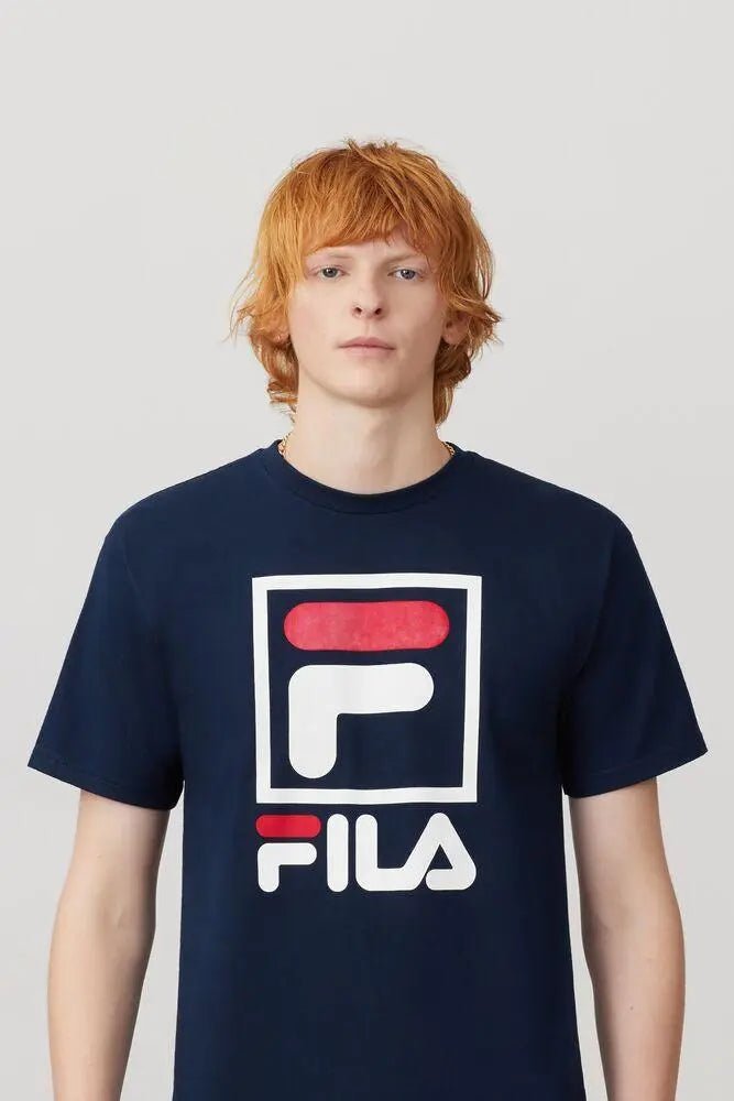 Fila Men's Stacked Shirt - Navy Blue Casual Button Down Shirt for Work, Office & Everyday Wear