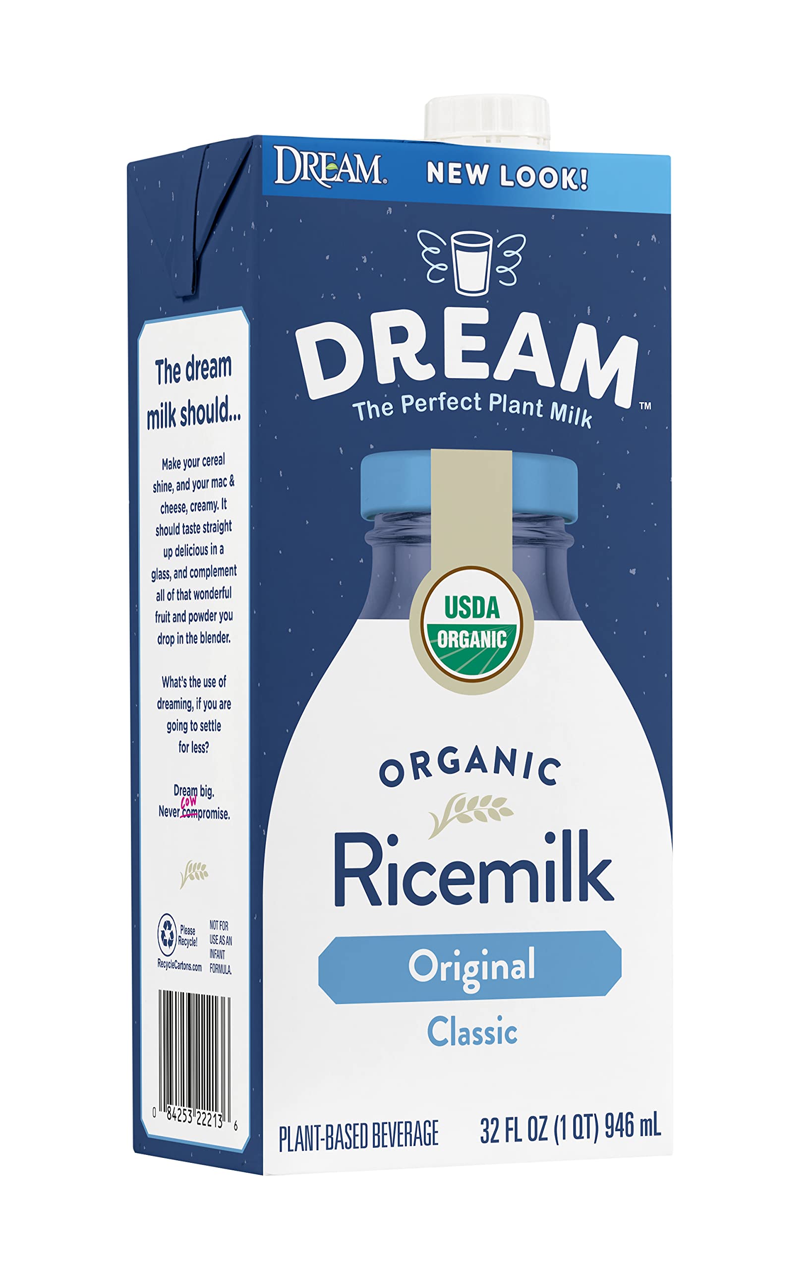 Organic Rice Dream Rice Milk Drink - Original Plain, Vegan Dairy-Free Alternative, Lactose-Free, Shelf-Stable, 32oz (Pack of 12) | Perfect for Smoothies, Coffee Creamer & Baking