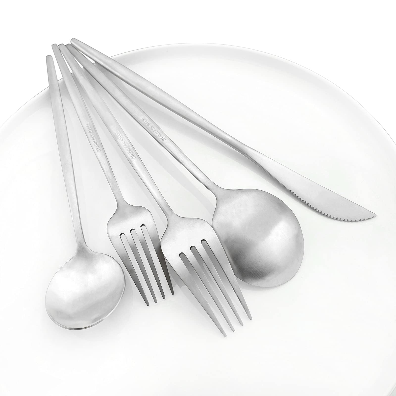 6-Piece Stainless Steel Salad & Dessert Forks Set - 18/0 Matte Polished Flatware, 7.48-Inch Silver Table Forks - Perfect for Dinner Parties, Wedding Receptions & Fine Dining