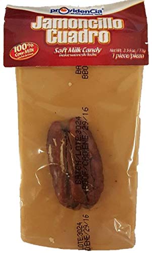 Soft Milk Candy with Pecans - Jamoncillo Cuadrado 8 Pieces (1lb 4.3oz) - Perfect for Gifts, Parties & Mexican Dessert Platters