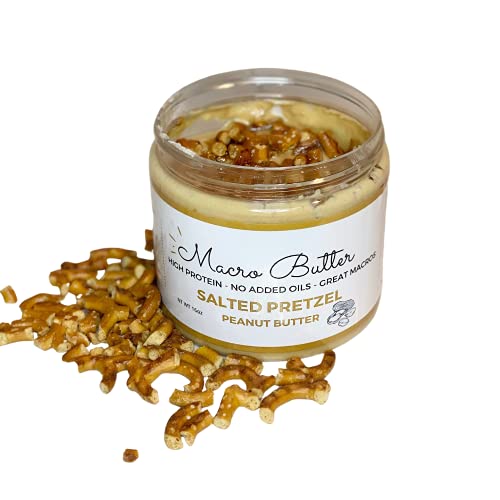 High Protein Peanut Butter by Macro Butter | Low Sugar, Low Carb, Keto-Friendly, Healthy Snack - Salted Pretzel Flavor for Weight Loss & Muscle Building | Perfect for Fitness Lovers, Dieters & On-the-Go Nutrition