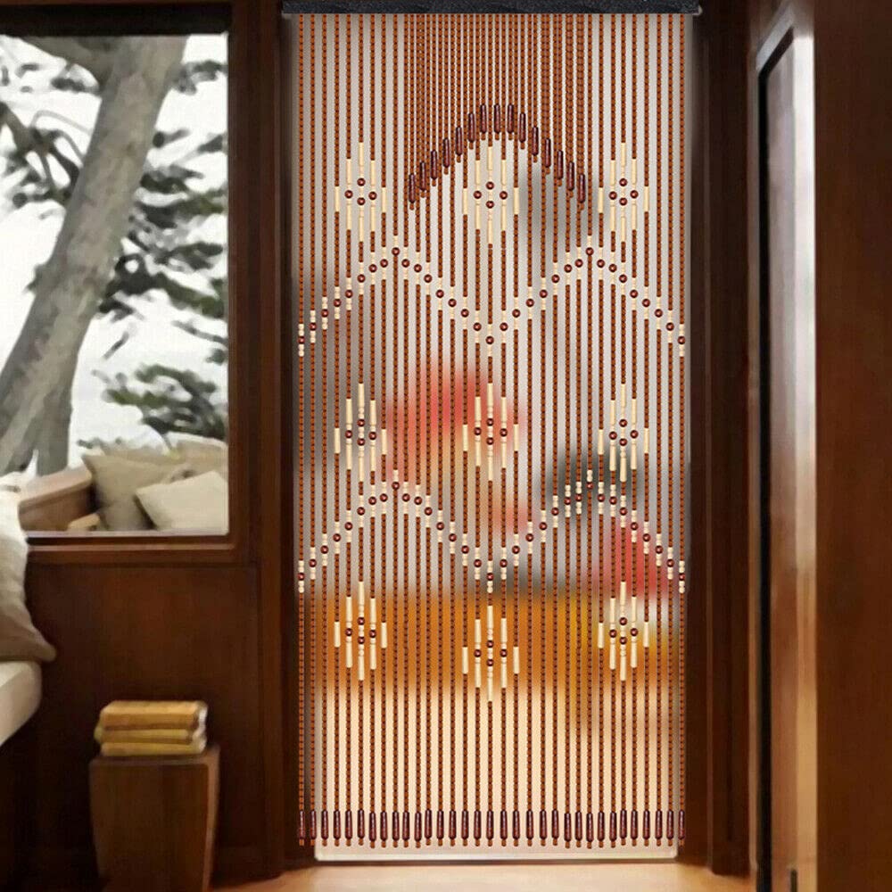Gdrasuya10 Natural Wooden Beaded Curtain - 32 Lines Handmade Wood Bead Room Divider for Porch, Bedroom & Living Room | Boho Home Decor, Doorway Partition, Window Screen & Privacy Screen