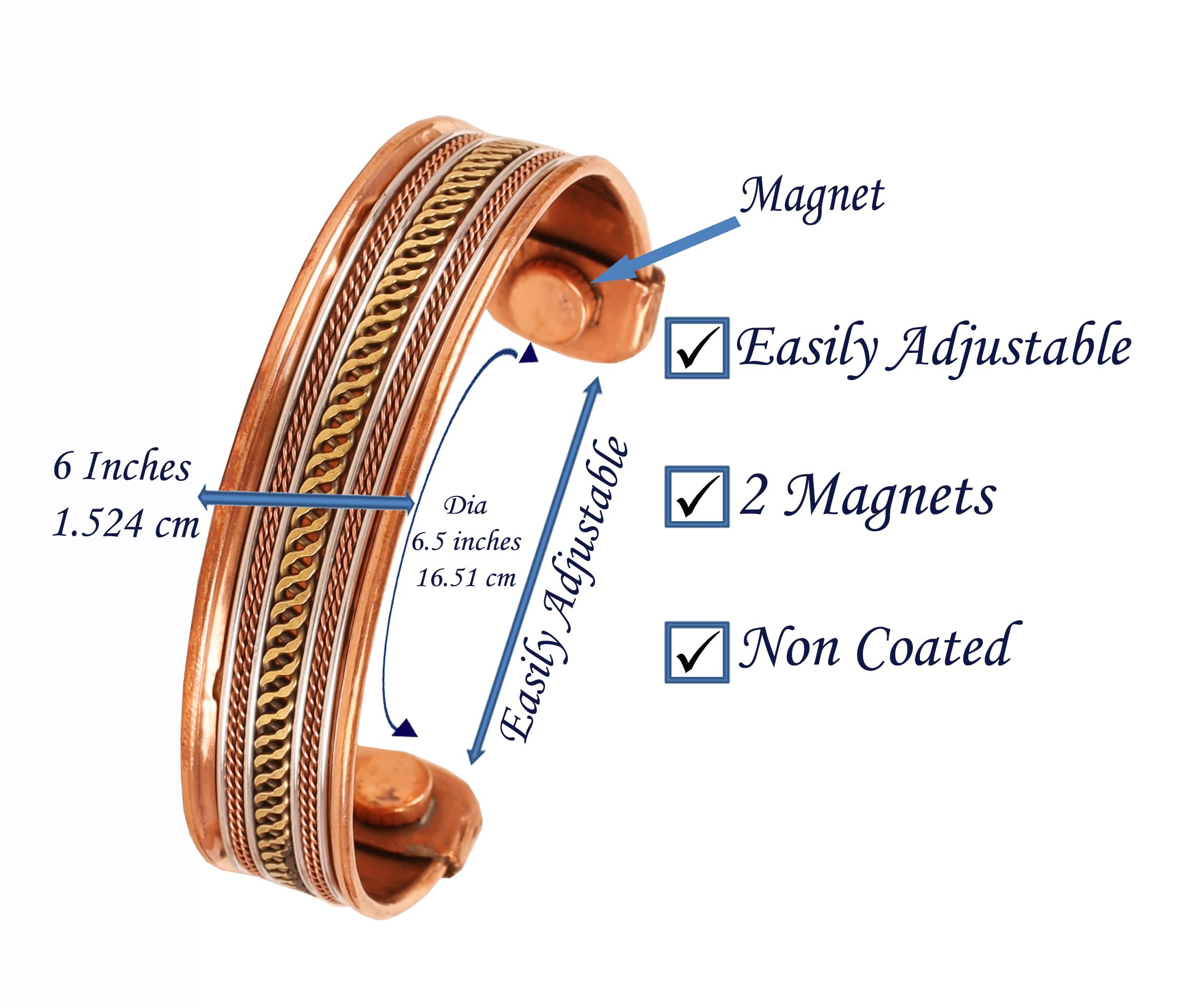 Touchstone Tibetan Style Copper Bracelet - Hand Forged Solid High Gauge Copper Cuff for Women & Men - Multiple Design Options - Perfect for Yoga, Meditation & Spiritual Healing Jewelry
