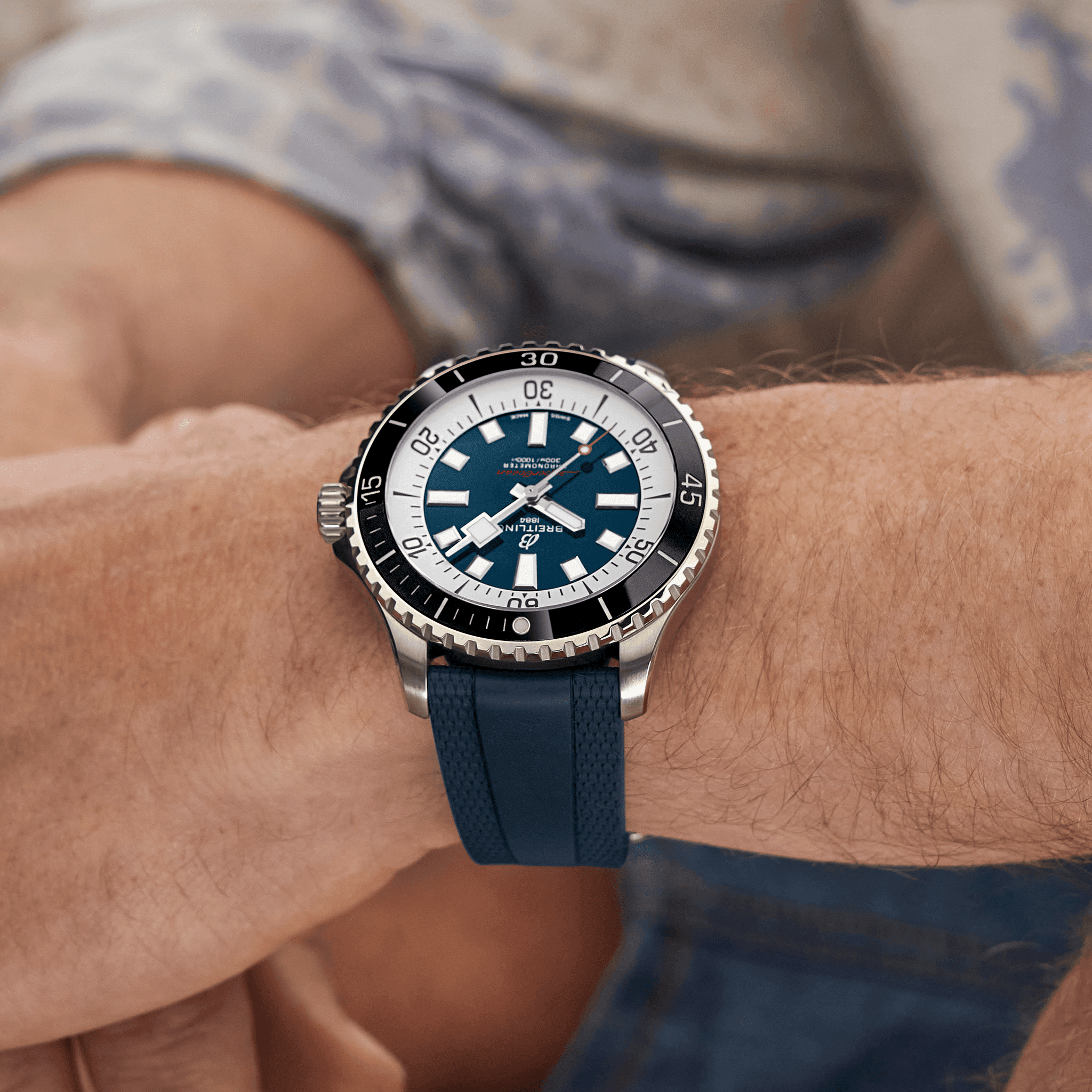 Superocean Automatic 44mm Blue Dial Men's Dive Watch with Rubber Strap - Perfect for Scuba Diving, Water Sports & Everyday Wear