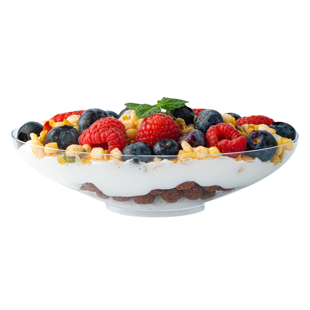 5.5 oz Clear Disposable Plastic Deli Cups with Lids - 100 Pack Oval Fruit & Appetizer Containers for Snacks, Desserts, Catering, Weddings & Birthday Parties | Perfect for Food Service, Takeout, Picnics & Party Plating