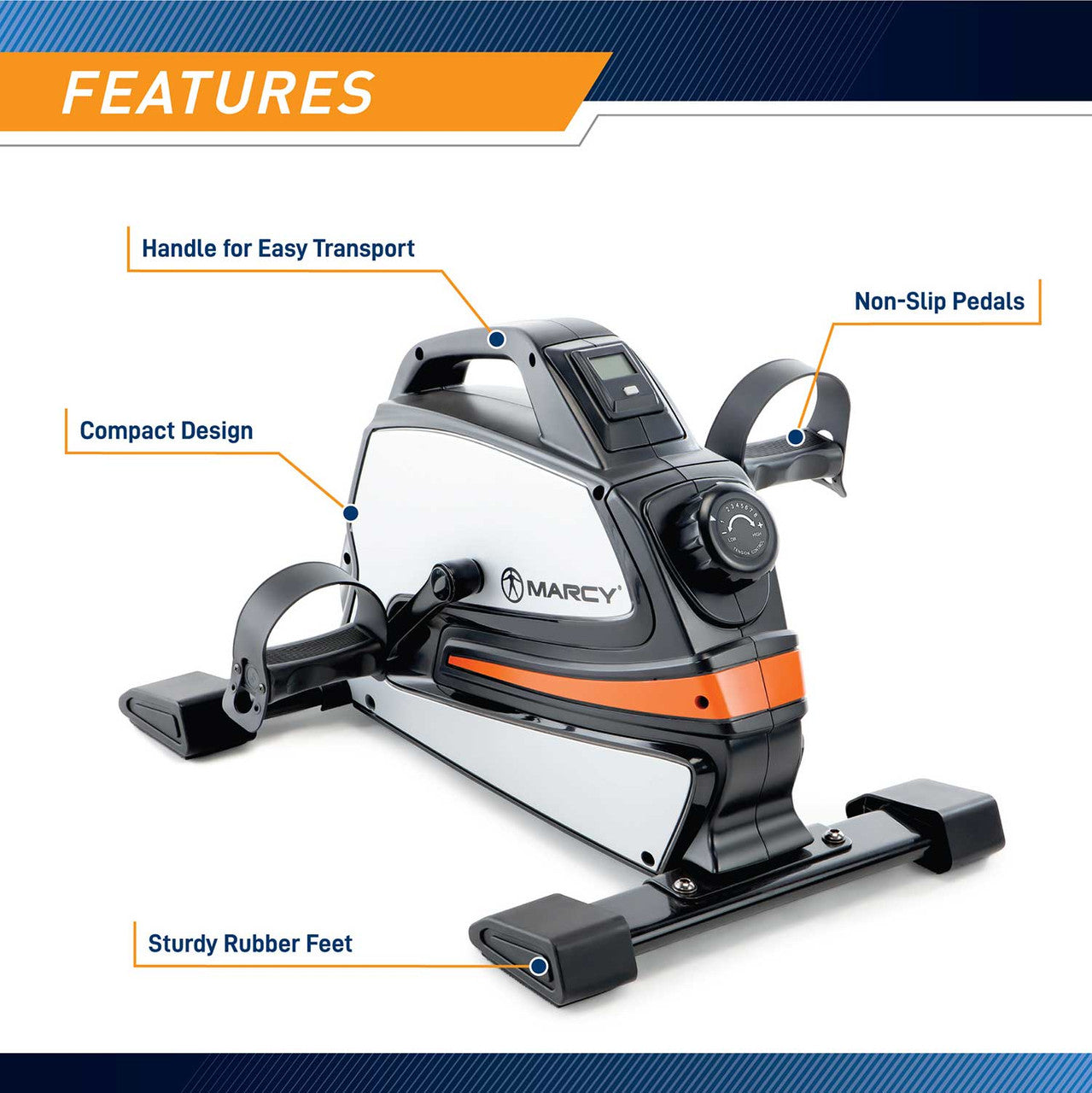 Marcy NS 9200 Portable Magnetic Mini Exercise Bike - Compact Home & Office Workout Equipment for Fitness, Rehab & Desk Cycling