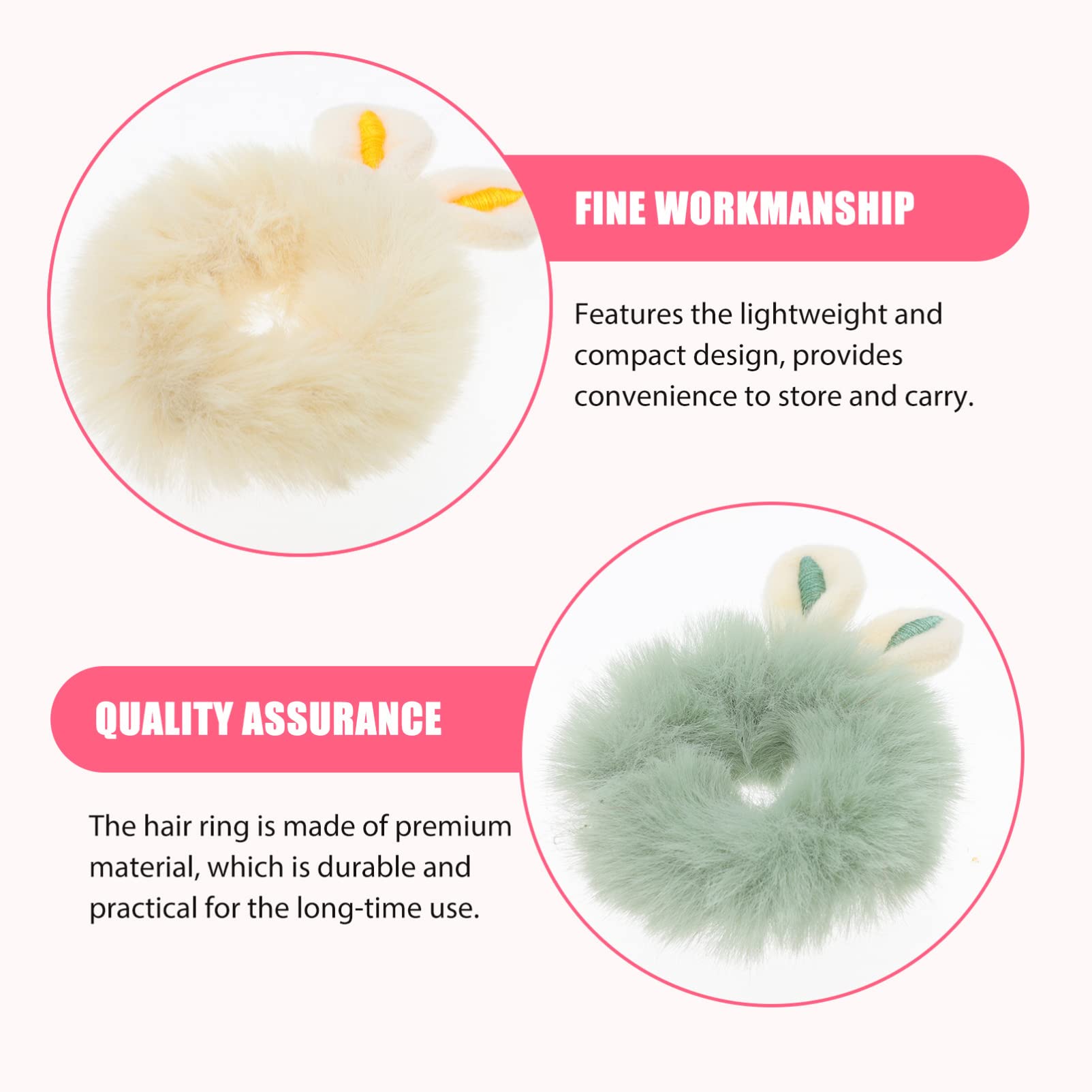 Beaupretty 8-Piece Elastic Hair Bands - Cute Bunny Ear Scrunchies, Soft Plush Hair Ties for Women & Girls - Perfect for Ponytails, School, Work & Everyday Use