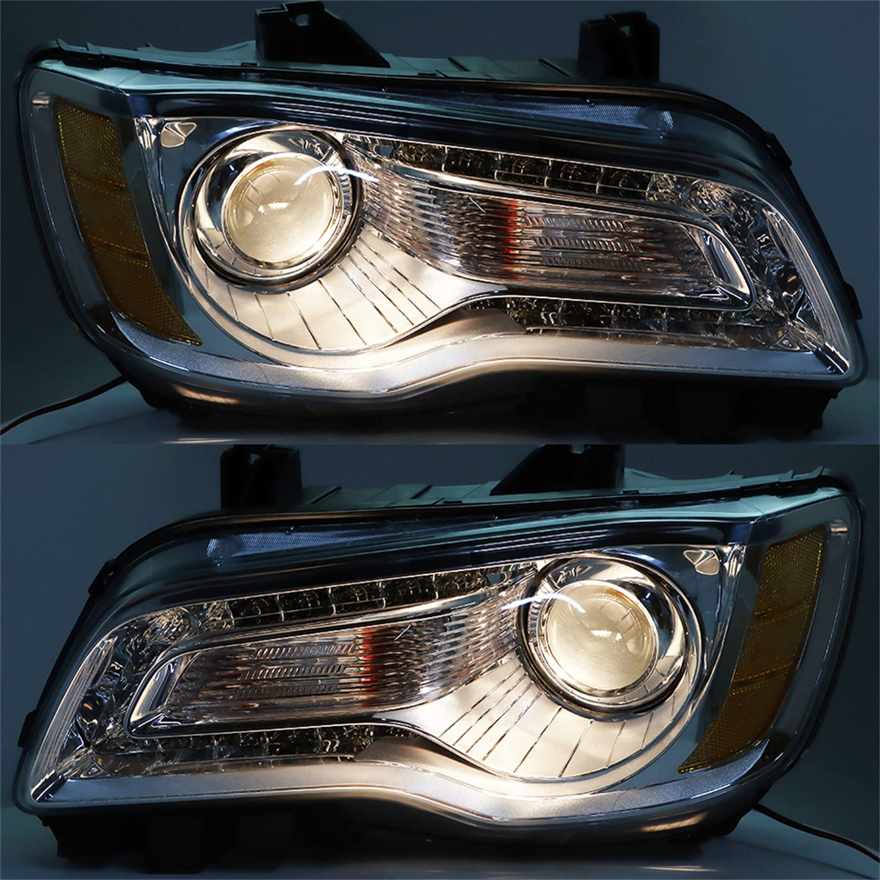 Munirater Halogen Headlight Assembly Projector Replacement for 2011-2014 Chrysler 300 - Left & Right Side Headlight Pair (Passenger & Driver Side) - Perfect for Night Driving & Vehicle Restoration Projects